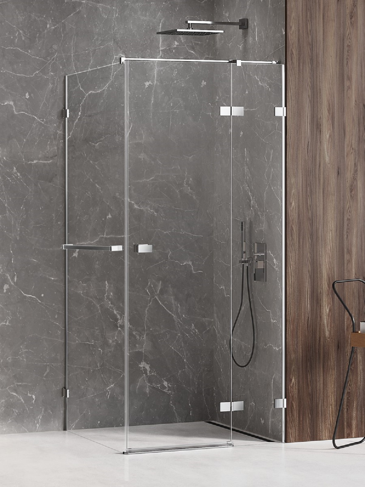New Trendy Avexa Duschkabine 90x80 cm rechteckig chrom Glanz/durchsichtiges Glas EXK-2420