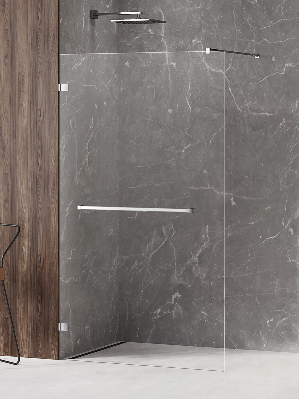 New Trendy Avexa begehbare duschwand 140 cm chrom Glanz/durchsichtiges Glas EXK-2522