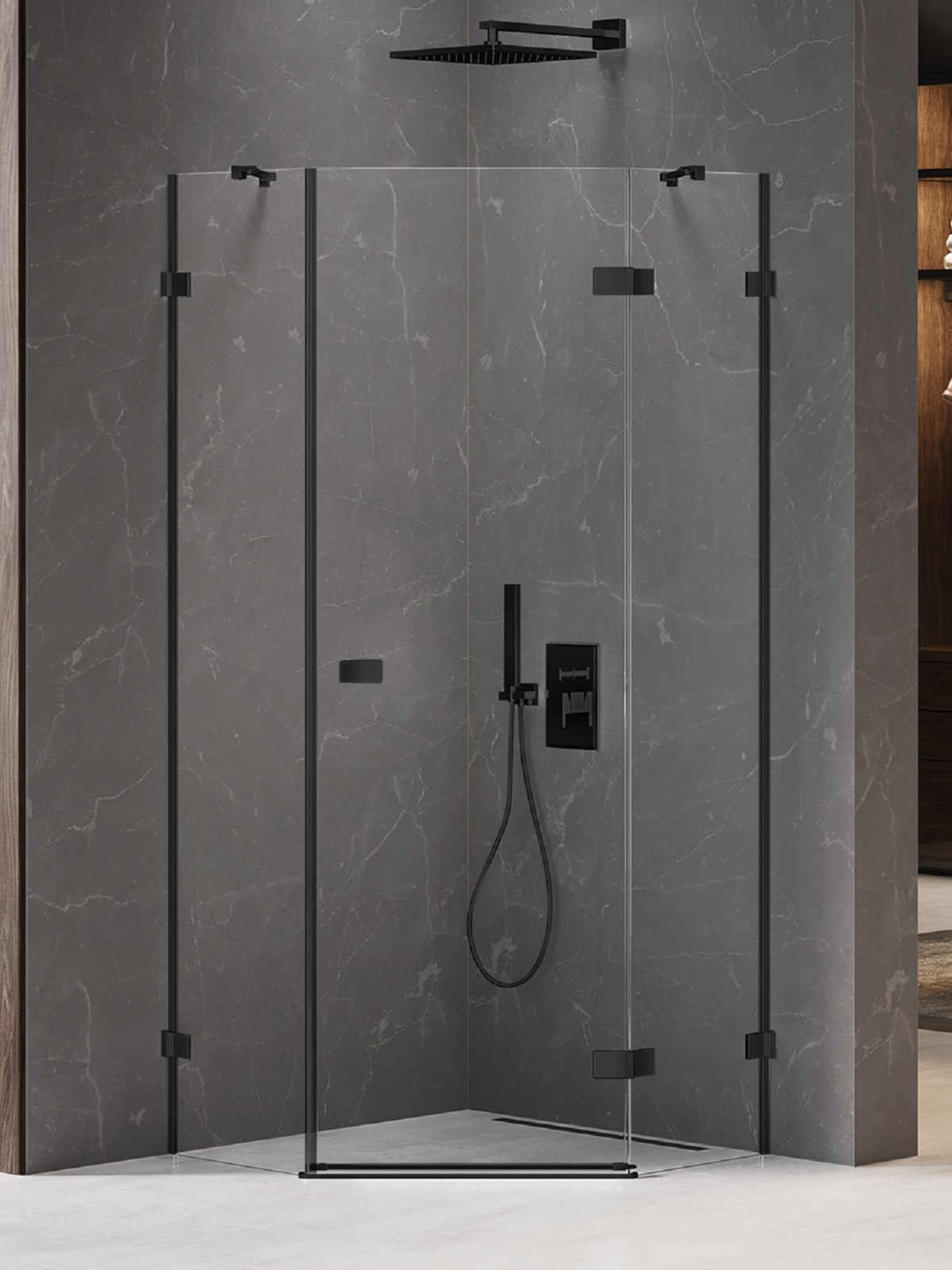 New Trendy Avexa Black Duschkabine 80x80 cm schwarz Matte/durchsichtiges Glas EXK-3874