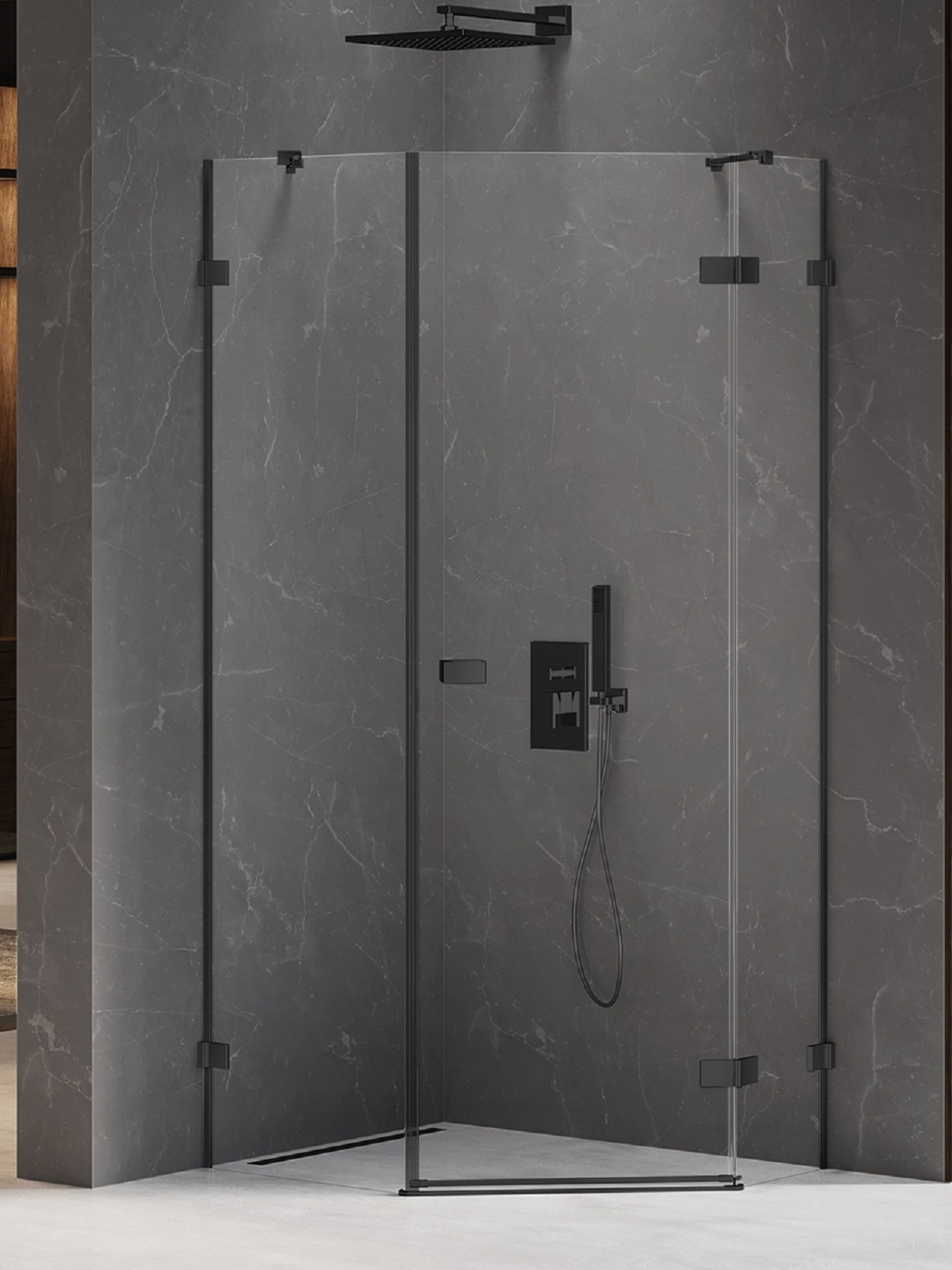New Trendy Avexa Black Duschkabine 100x80 cm schwarz Matte/durchsichtiges Glas EXK-3883