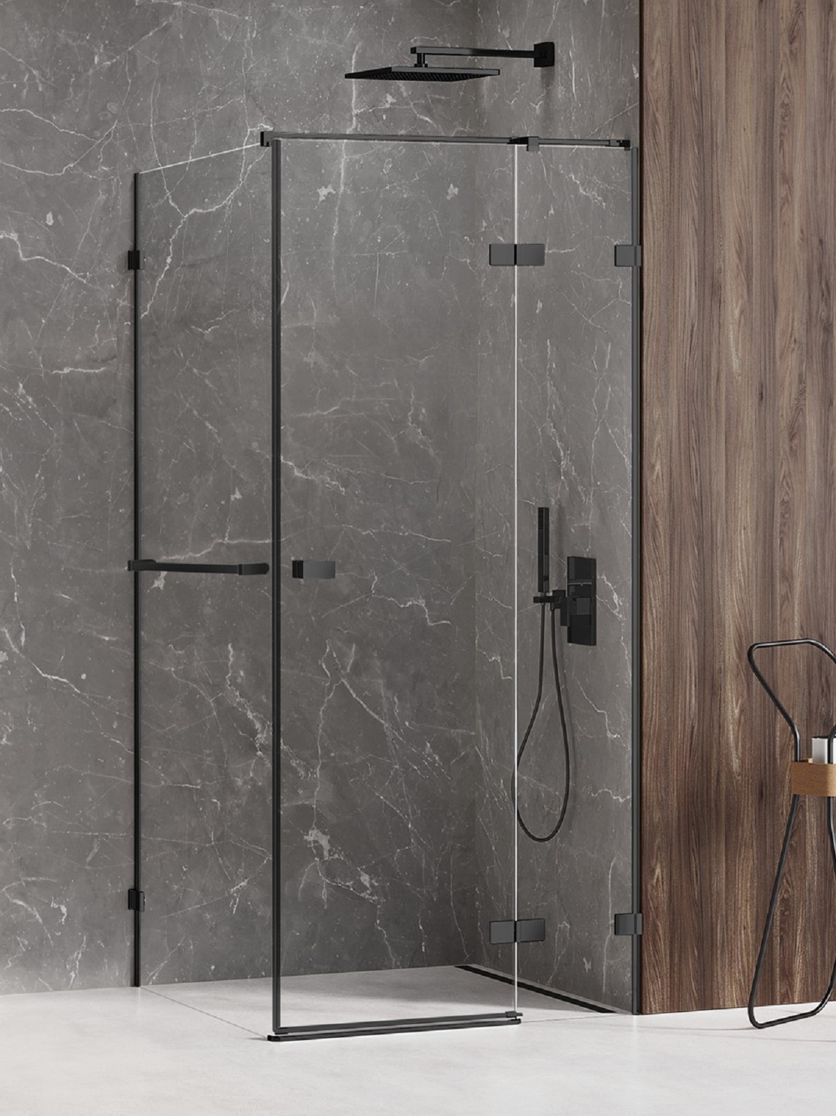 New Trendy Avexa Black Duschkabine 120x80 cm rechteckig schwarz Matte/durchsichtiges Glas EXK-2590