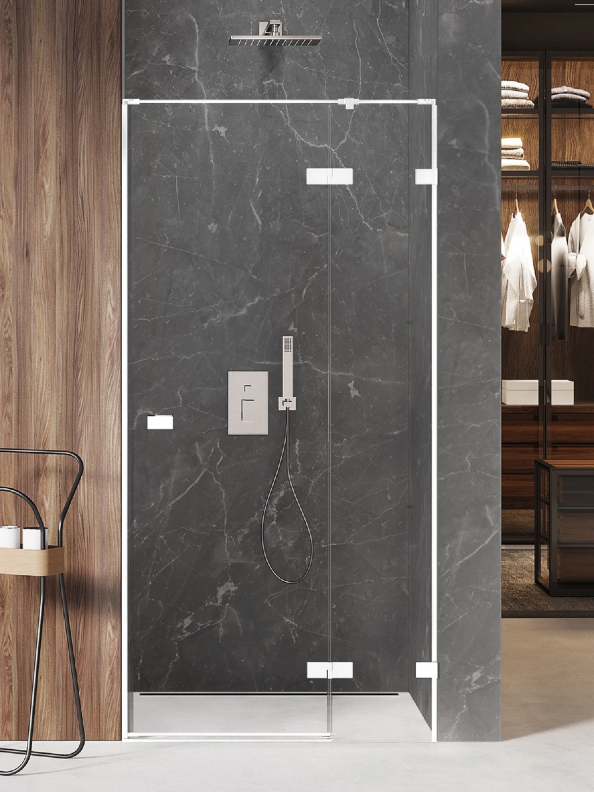 New Trendy Avexa White Duschtüren 100 cm aufklappbar weiß Matte/durchsichtiges Glas EXK-2692