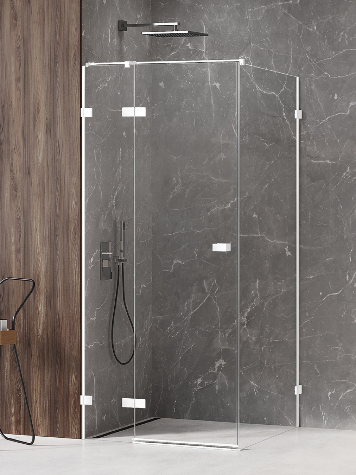 New Trendy Avexa White Duschkabine 120x80 cm rechteckig weiß Matte/durchsichtiges Glas EXK-2706