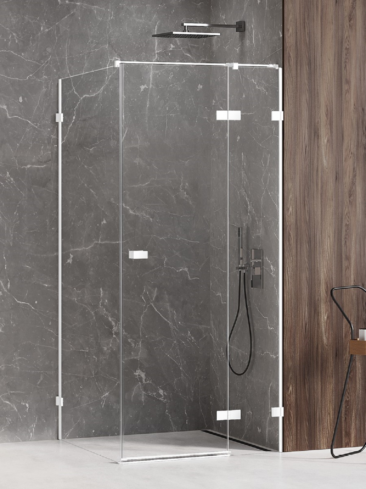 New Trendy Avexa White Duschkabine 110x100 cm rechteckig weiß Matte/durchsichtiges Glas EXK-2747