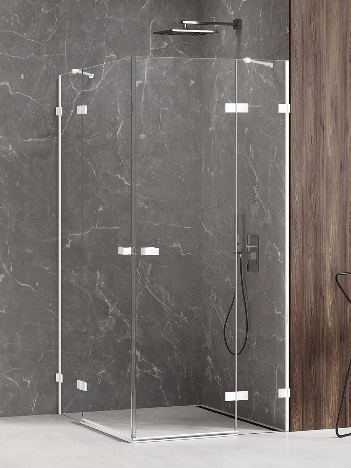 New Trendy Avexa White Duschkabine 100x80 cm rechteckig weiß Matte/durchsichtiges Glas EXK-2823