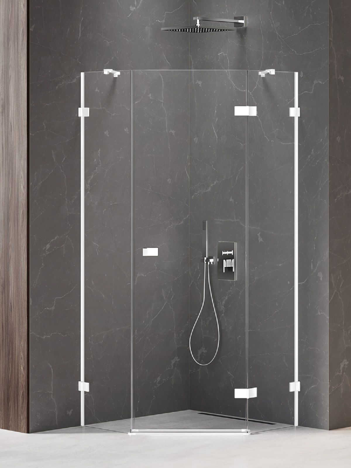 New Trendy Avexa White Duschkabine 90x90 cm weiß Matte/durchsichtiges Glas EXK-3865