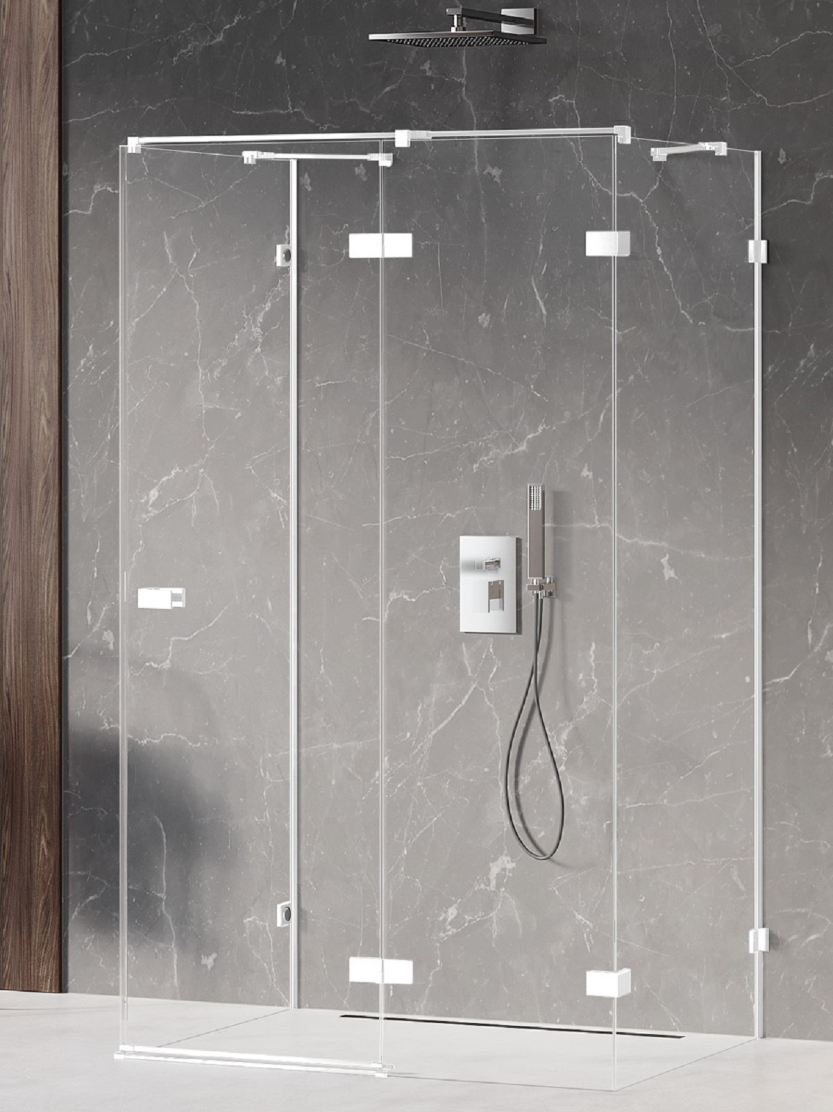 New Trendy Avexa White Duschkabine 110x80 cm rechteckig weiß Matte/durchsichtiges Glas EXK-2880
