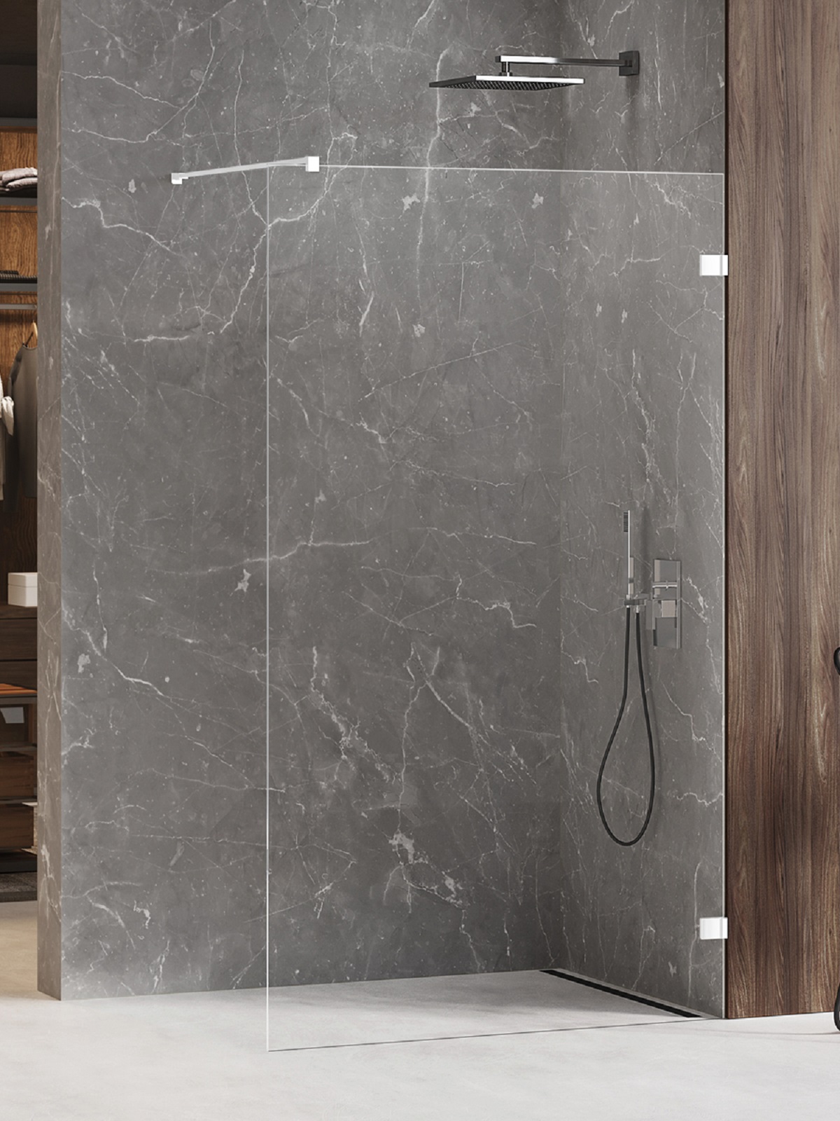 New Trendy Avexa White Walk-In Duschwand 50 cm weiß Matte/durchsichtiges Glas EXK-2916