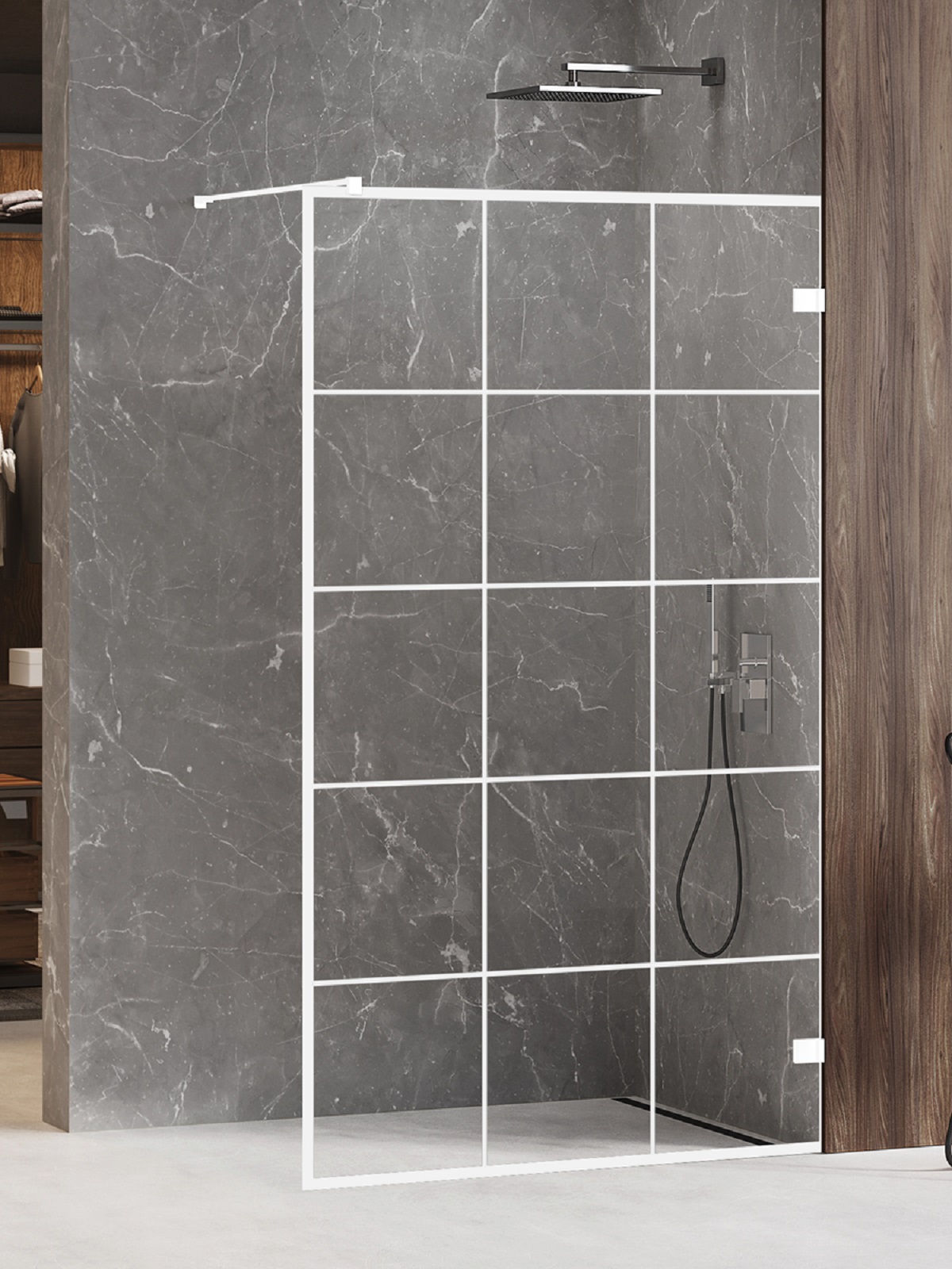 New Trendy Avexa White Walk-In Duschwand 100 cm weiß Matte/durchsichtiges Glas EXK-2985