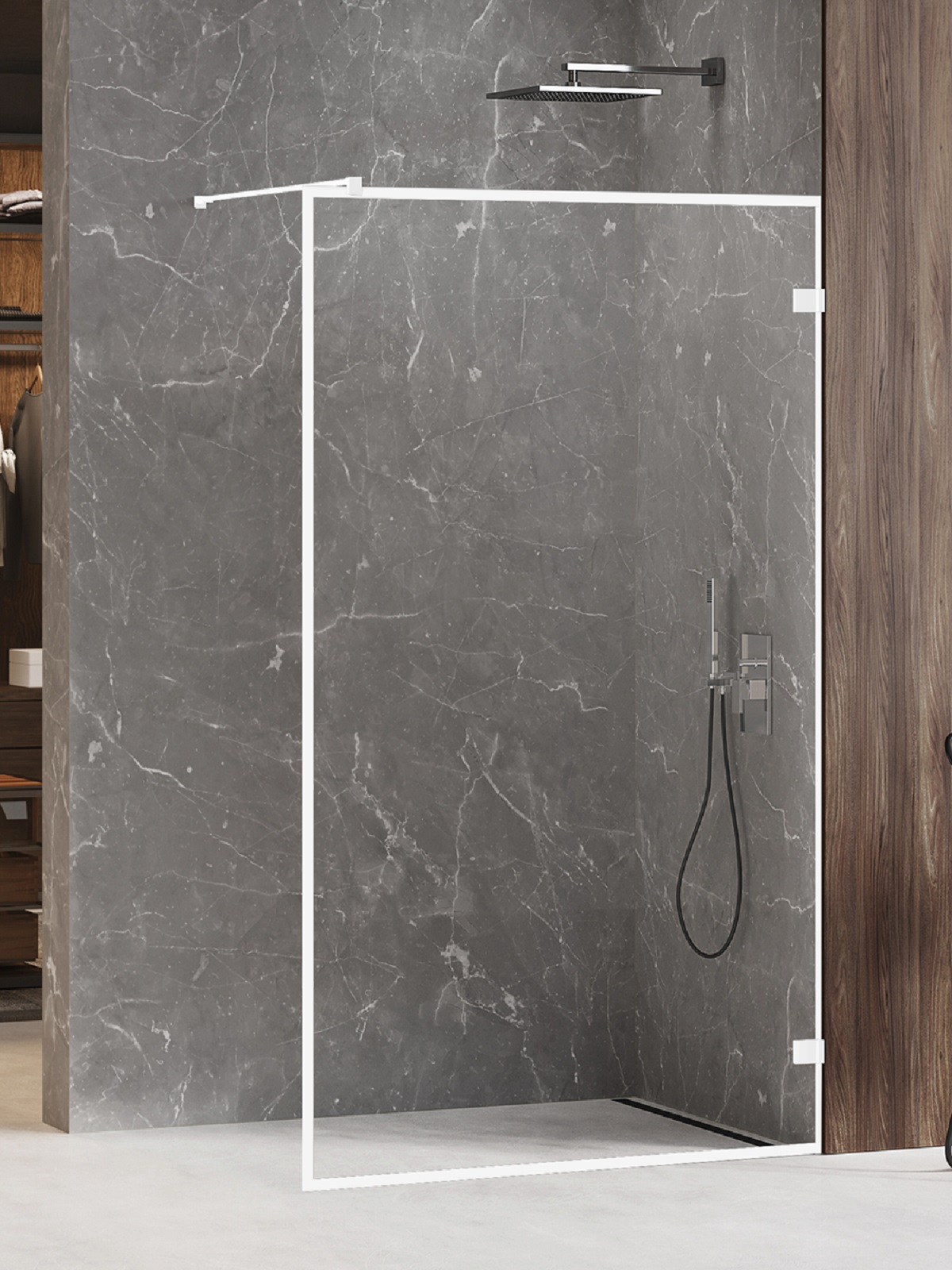 New Trendy Avexa White Walk-In Duschwand 100 cm weiß Matte/durchsichtiges Glas EXK-2995