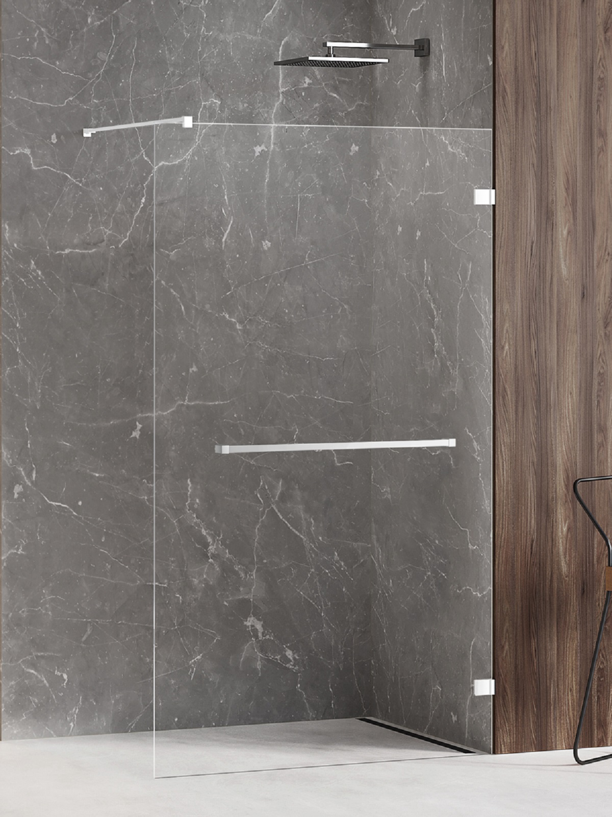 New Trendy Avexa White Walk-In Duschwand 50 cm weiß Matte/durchsichtiges Glas EXK-2938