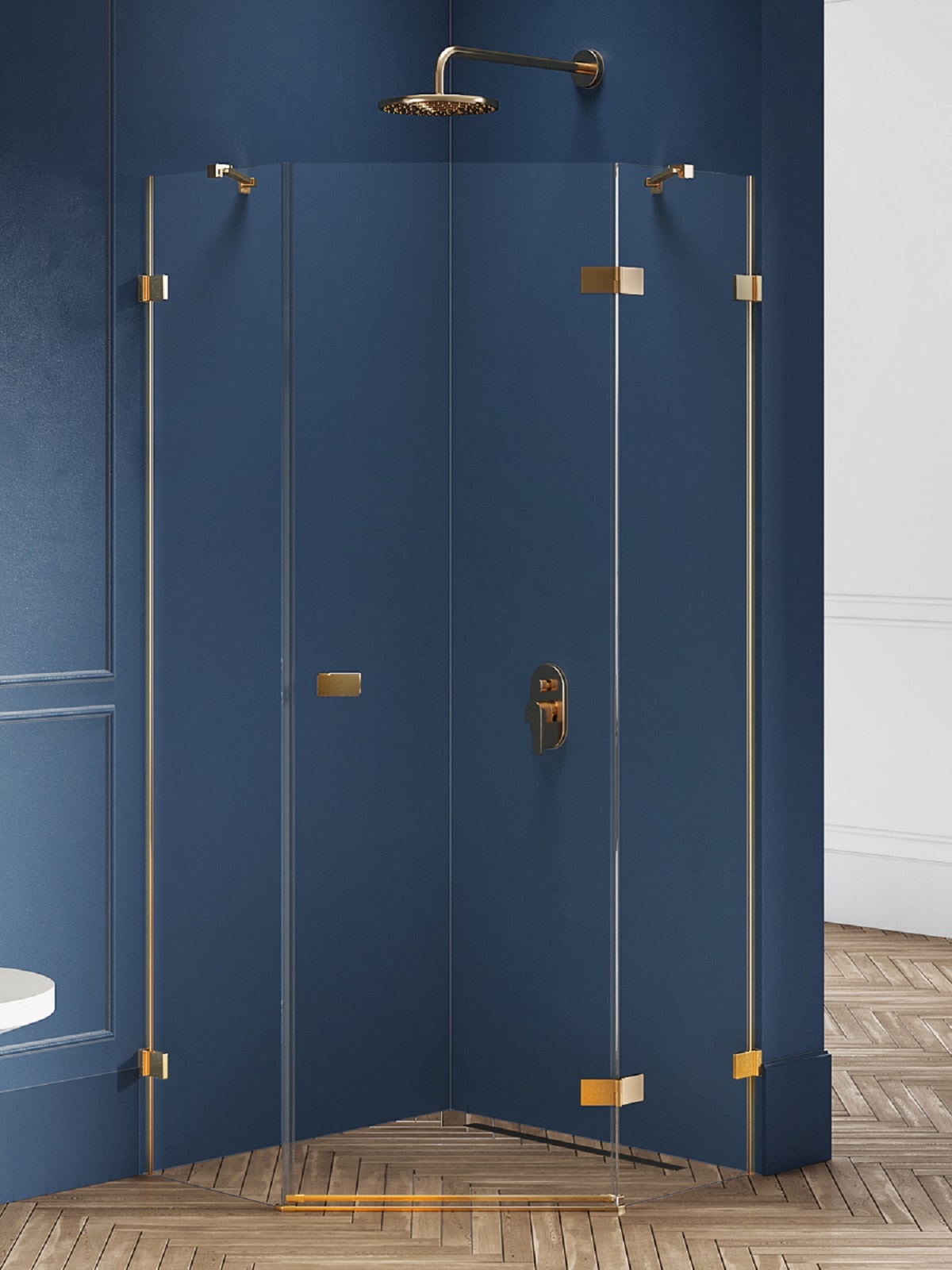 New Trendy Avexa Gold Brushed Duschkabine 80x80 cm gold gebürstet/durchsichtiges Glas EXK-3852