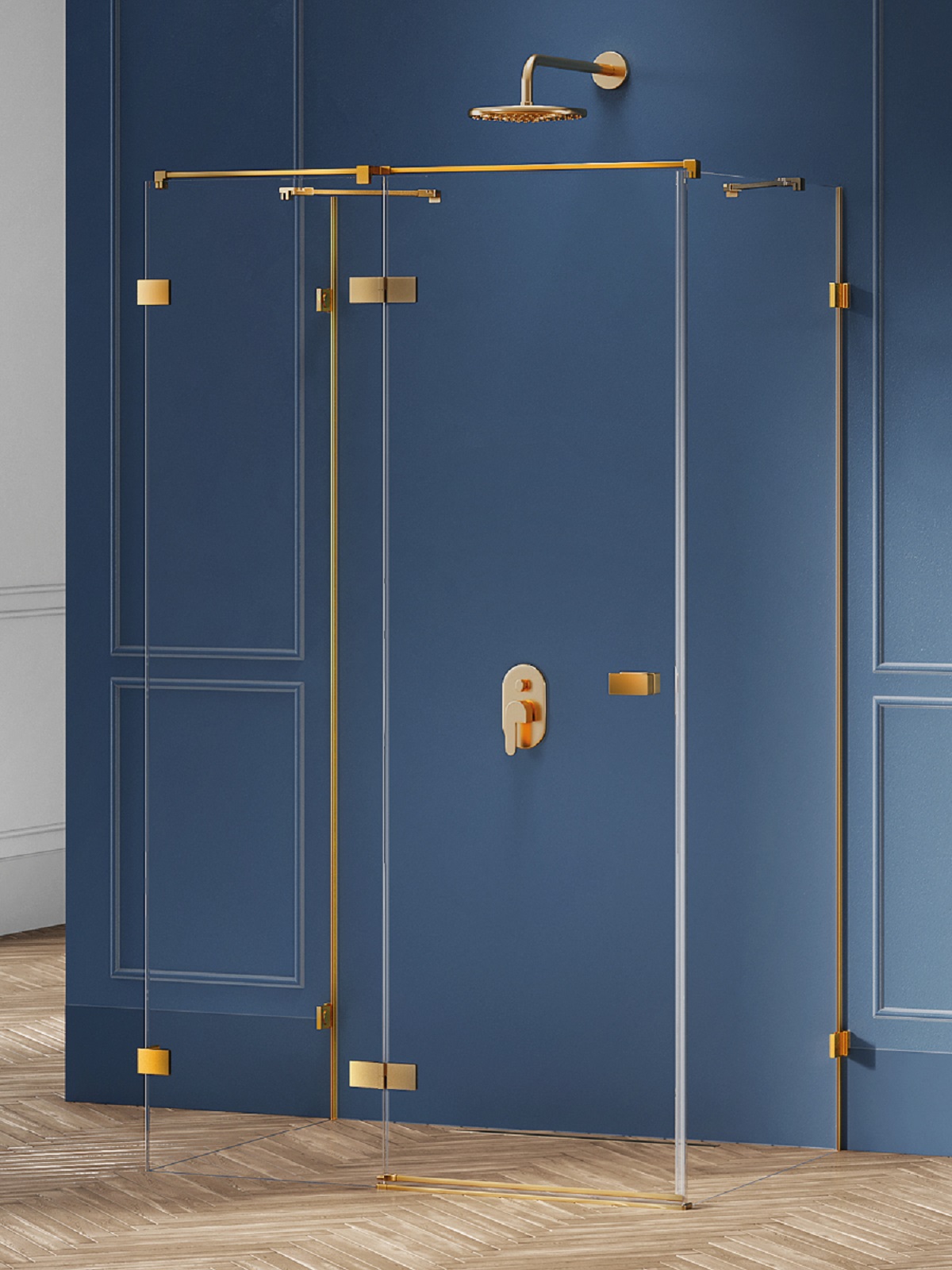 New Trendy Avexa Gold Brushed Duschkabine 120x110 cm rechteckig gold gebürstet/durchsichtiges Glas EXK-3098