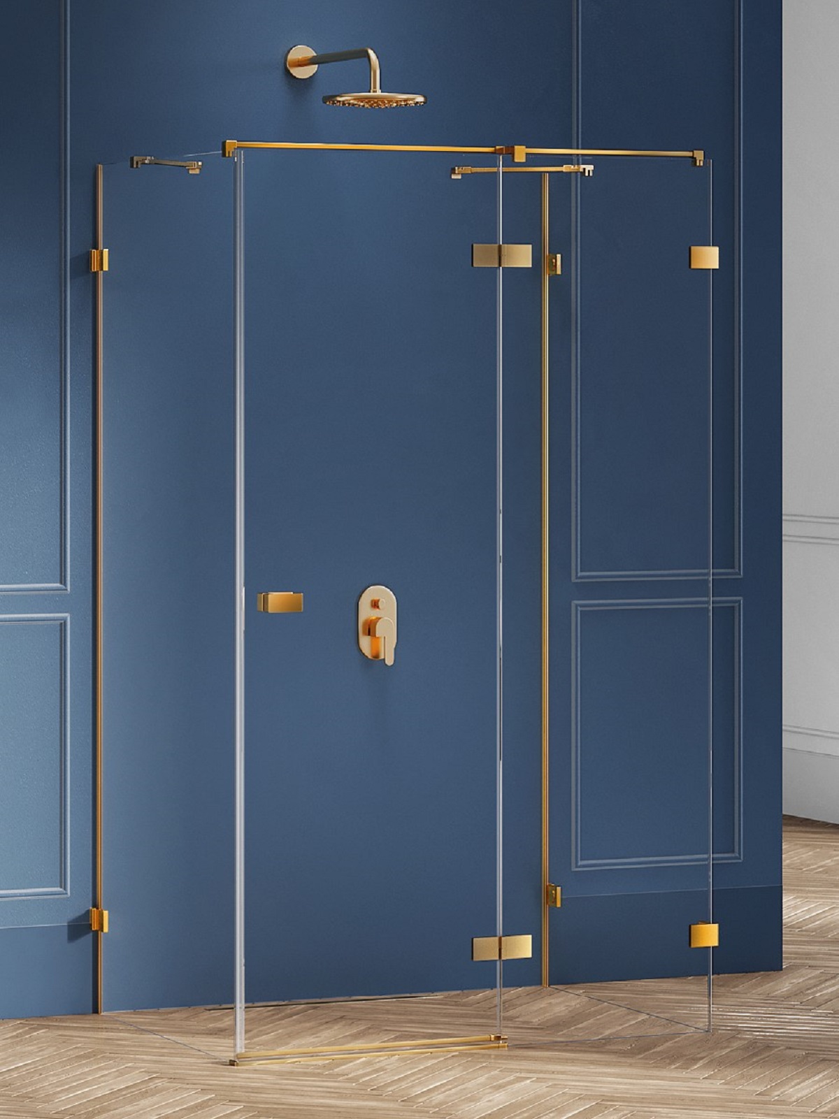 New Trendy Avexa Gold Brushed Duschkabine 120x80 cm rechteckig gold gebürstet/durchsichtiges Glas EXK-3125