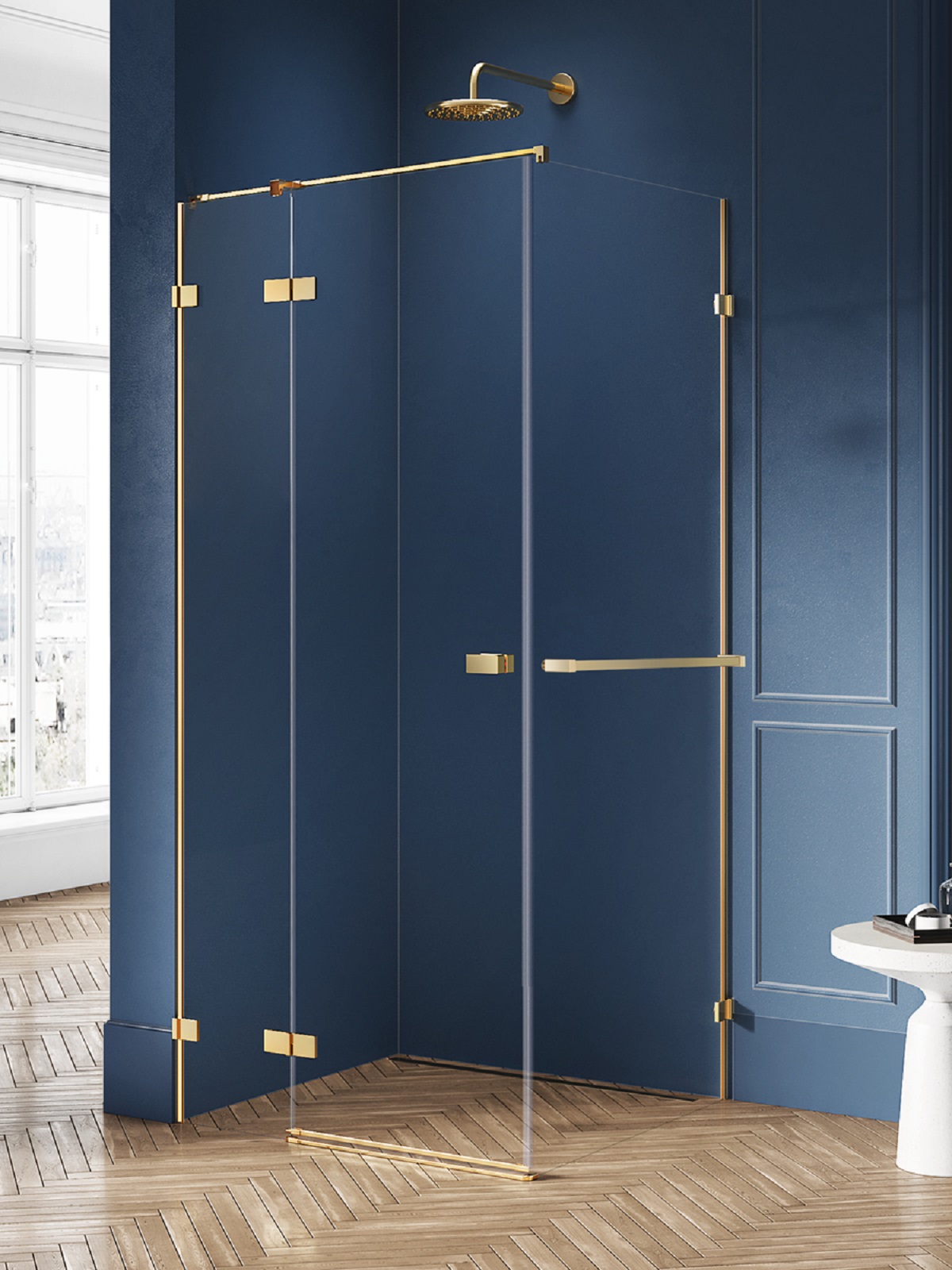 New Trendy Avexa Gold Brushed Duschkabine 120x80 cm rechteckig gold gebürstet/durchsichtiges Glas EXK-3035