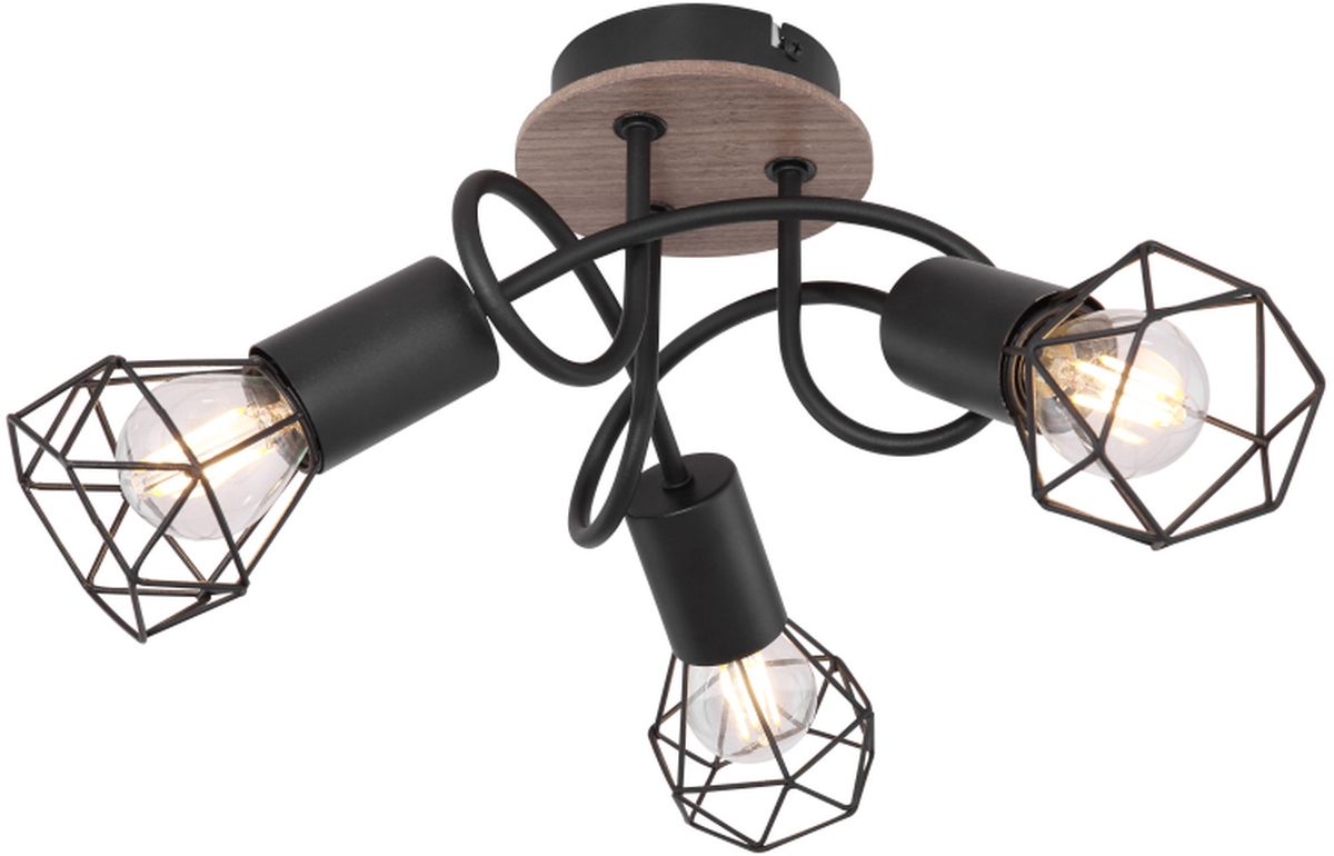 Globo Lighting Xara I Deckenlampe 3x40 W schwarz-holz 54802S-3DH