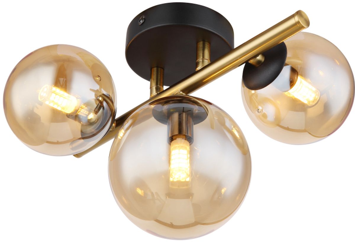Globo Lighting Riha Wandleuchte 3x3.5 W schwarz-gold-bernstein 56135-3W