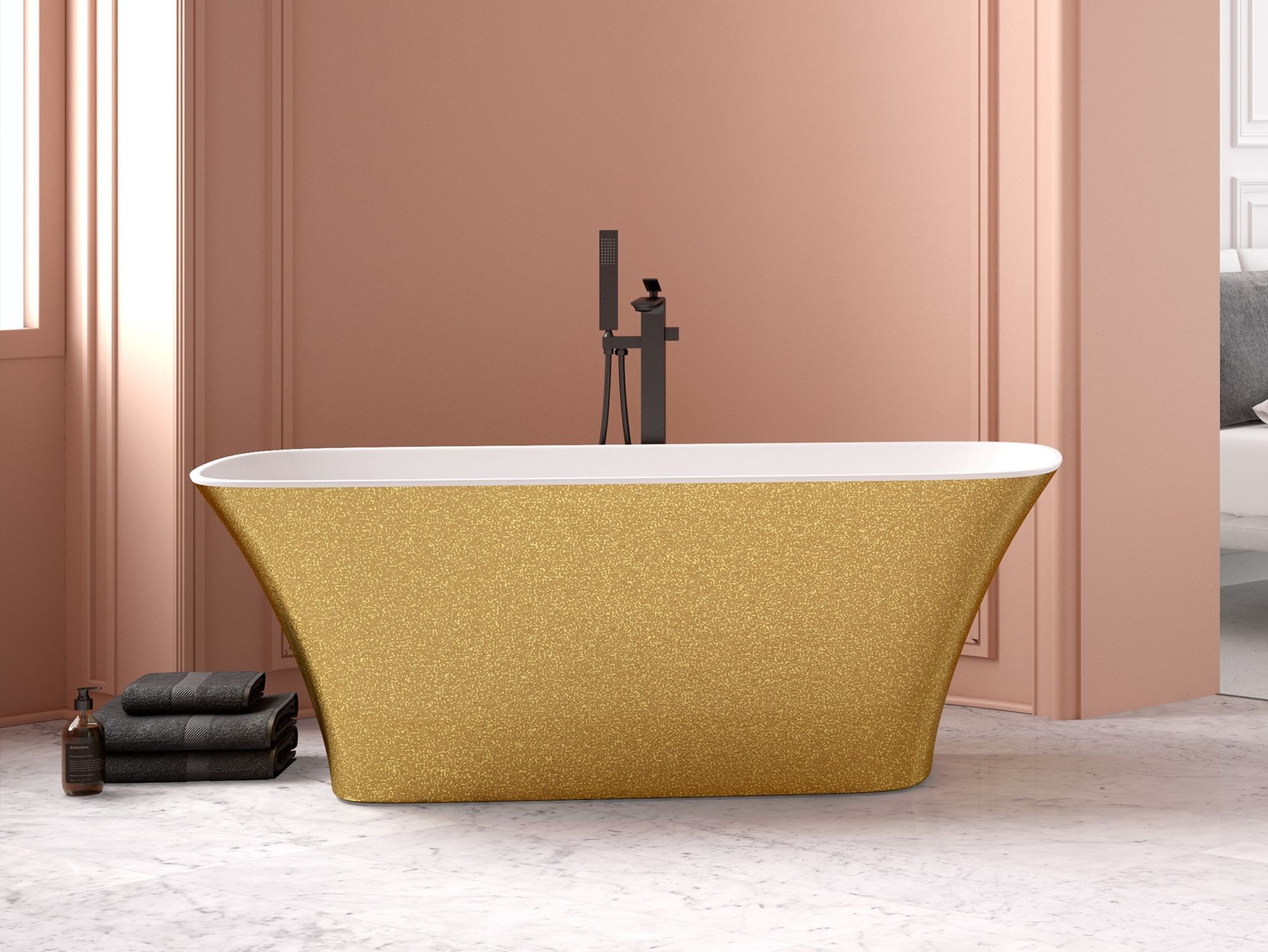 Besco Assos S-Line Freistehende Badewanne 160x70 cm rechteckig zweifarbig #WMD-160-ALZ