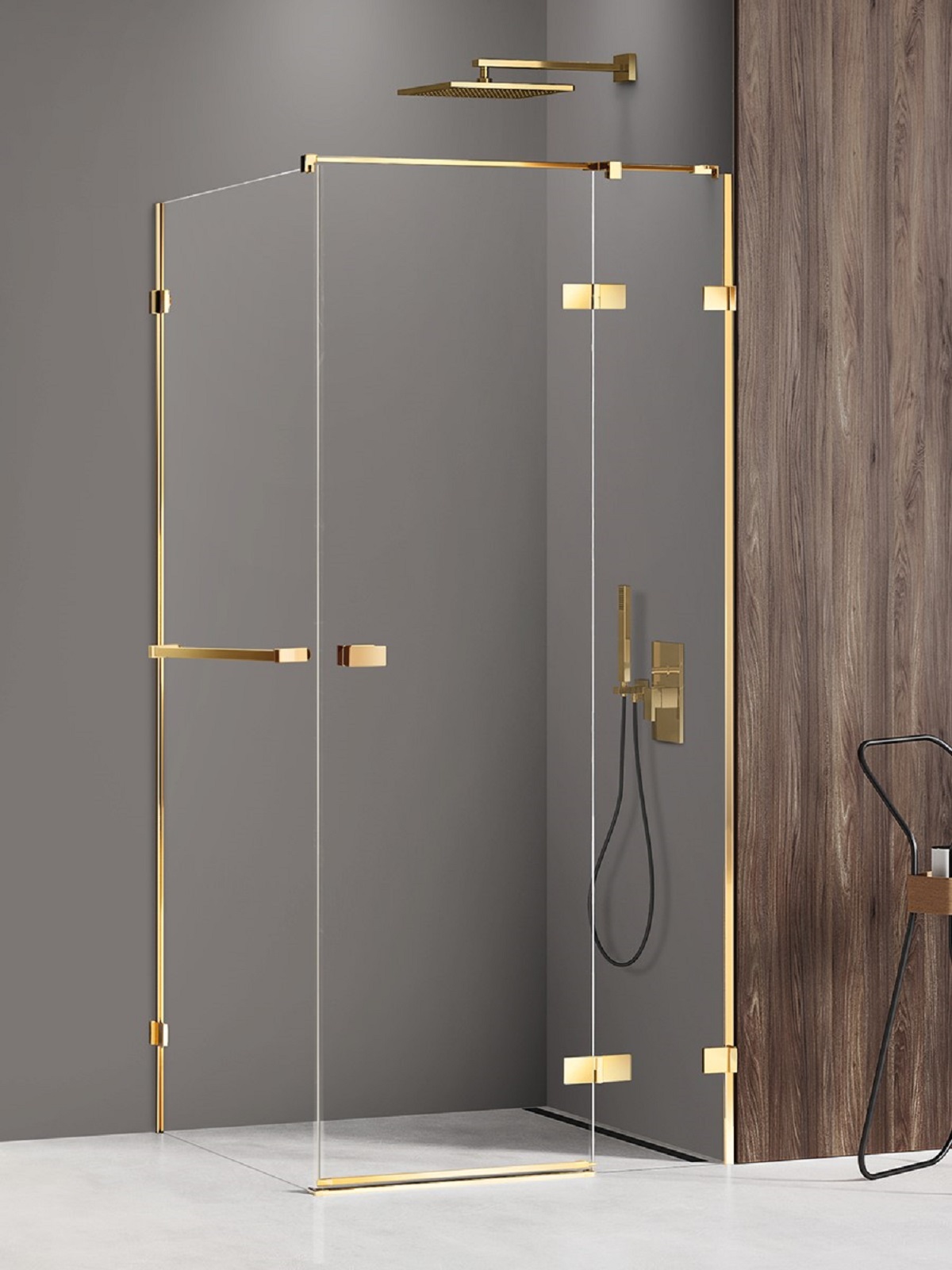 New Trendy Avexa Gold Shine Duschkabine 110x90 cm rechteckig gold Glanz/durchsichtiges Glas EXK-3212