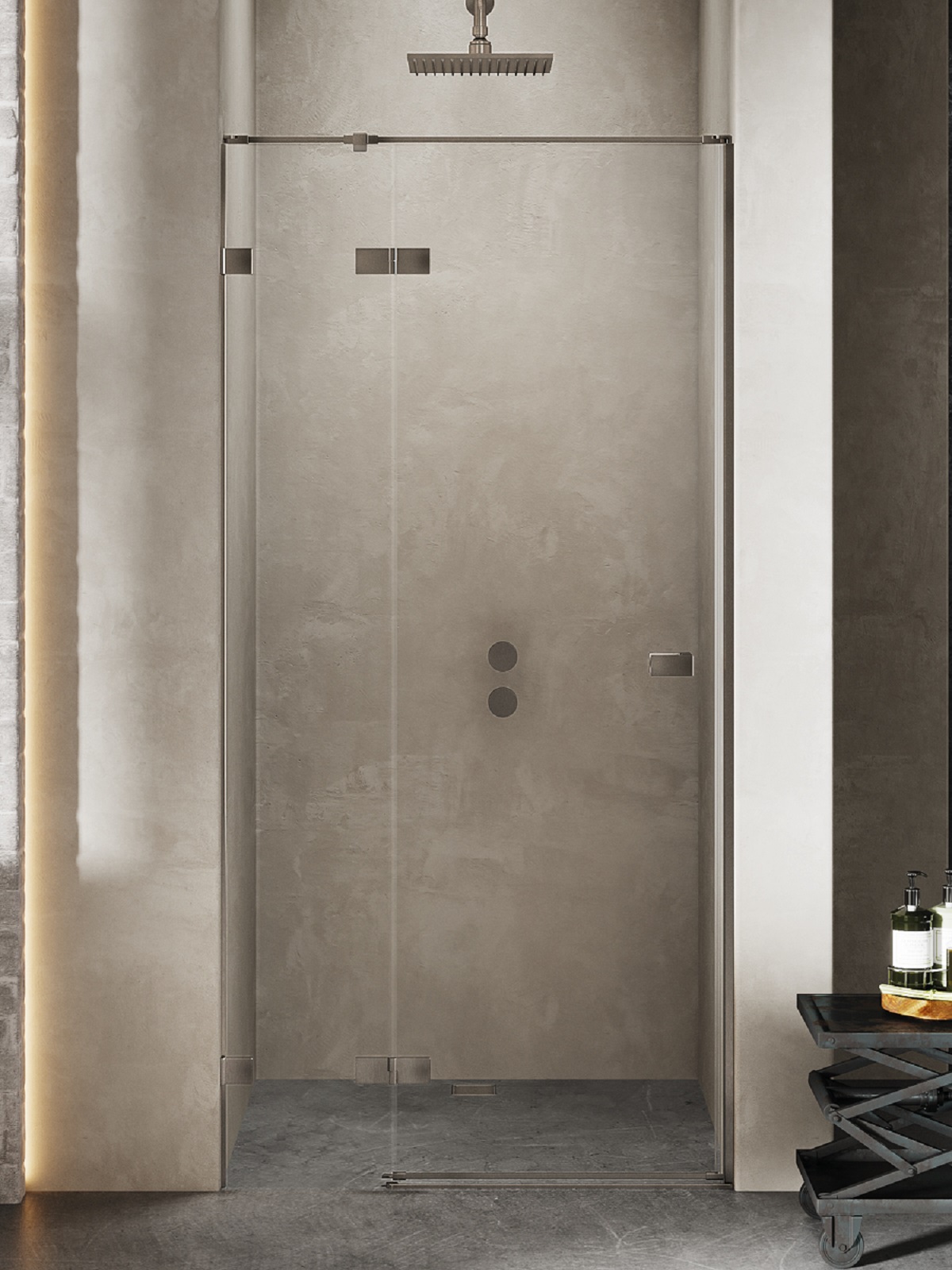 New Trendy Avexa Gunmetal Brushed Duschtüren 80 cm aufklappbar graphit gebürstet/durchsichtiges Glas EXK-3244