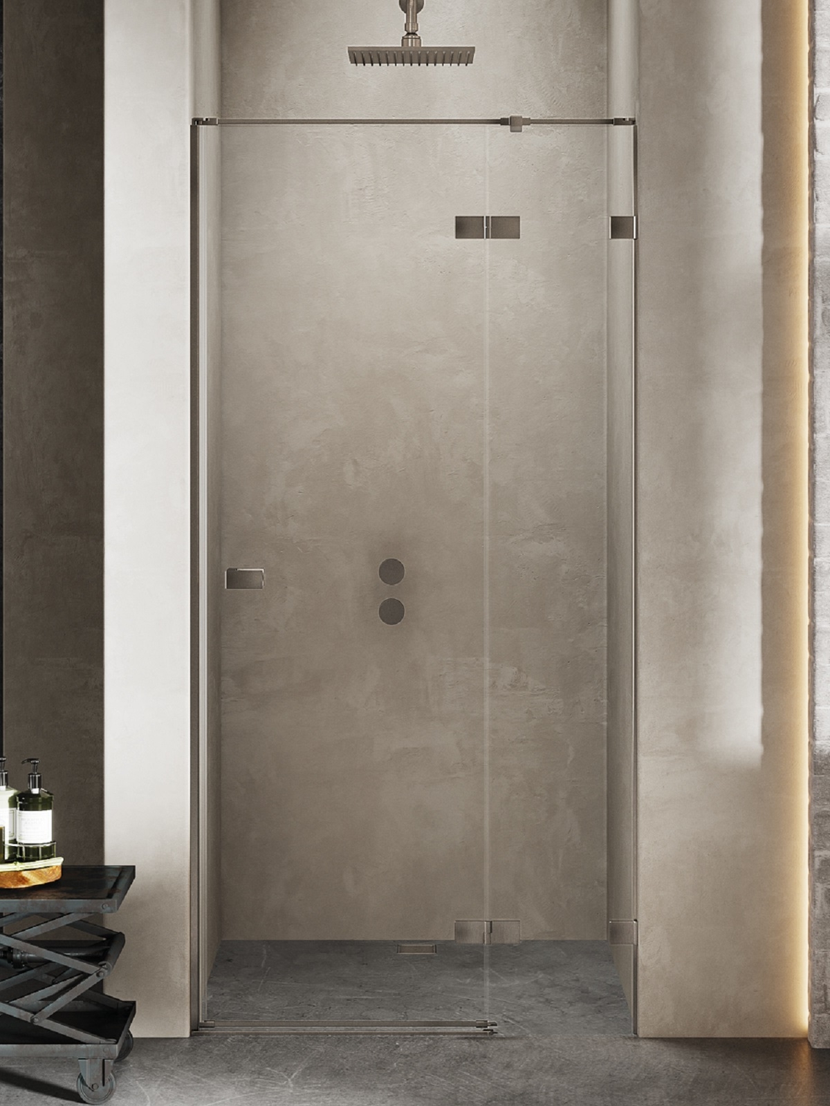 New Trendy Avexa Gunmetal Brushed Duschtüren 130 cm aufklappbar graphit gebürstet/durchsichtiges Glas EXK-3255