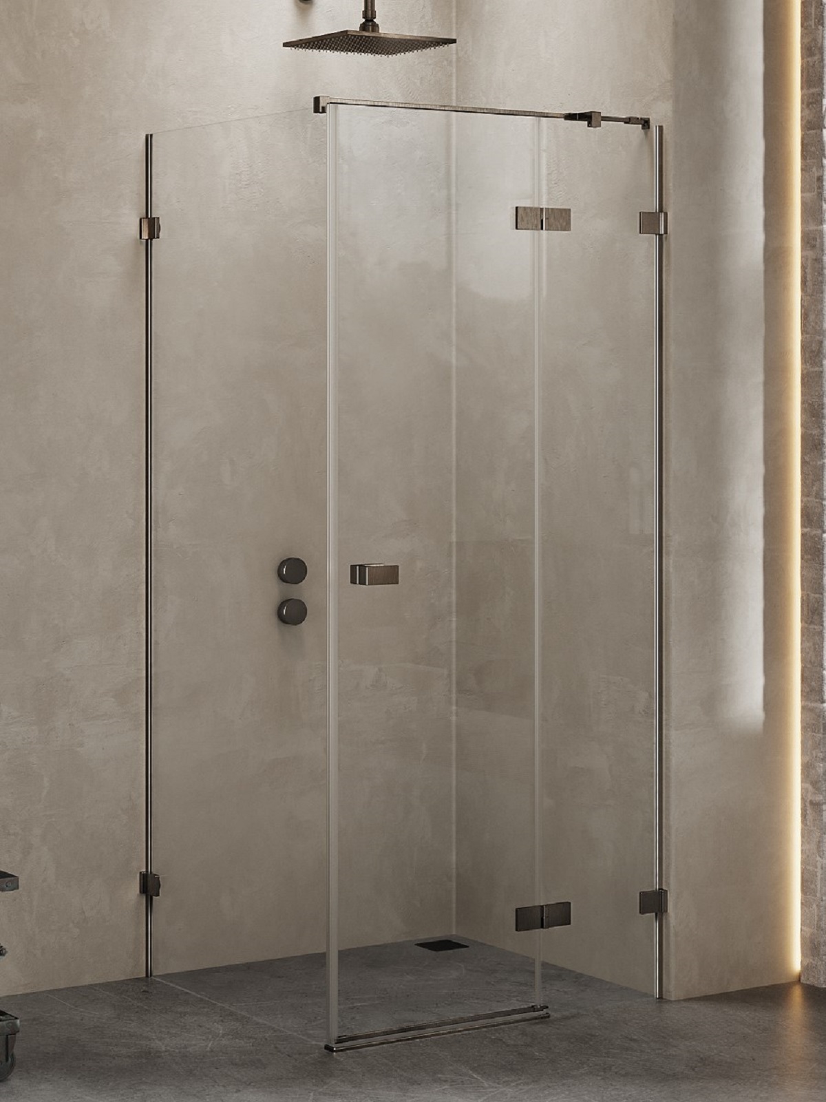 New Trendy Avexa Gunmetal Brushed Duschkabine 110x90 cm rechteckig gunmetal gebürstet/durchsichtiges Glas EXK-3368