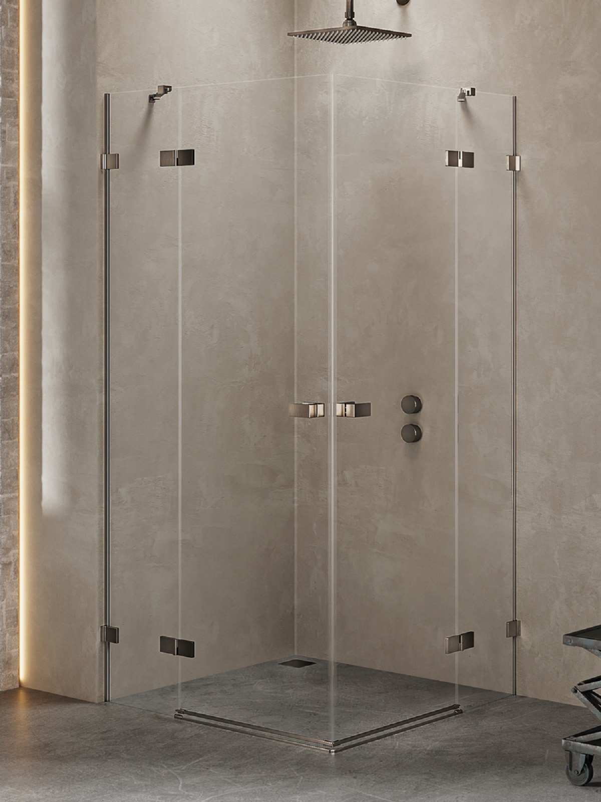 New Trendy Avexa Gunmetal Brushed Duschkabine 110x110 cm quadratisch gunmetal gebürstet/durchsichtiges Glas EXK-3396