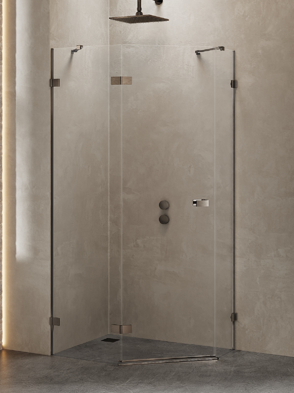 New Trendy Avexa Gunmetal Brushed Duschkabine 100x80 cm gunmetal gebürstet/durchsichtiges Glas EXK-3837