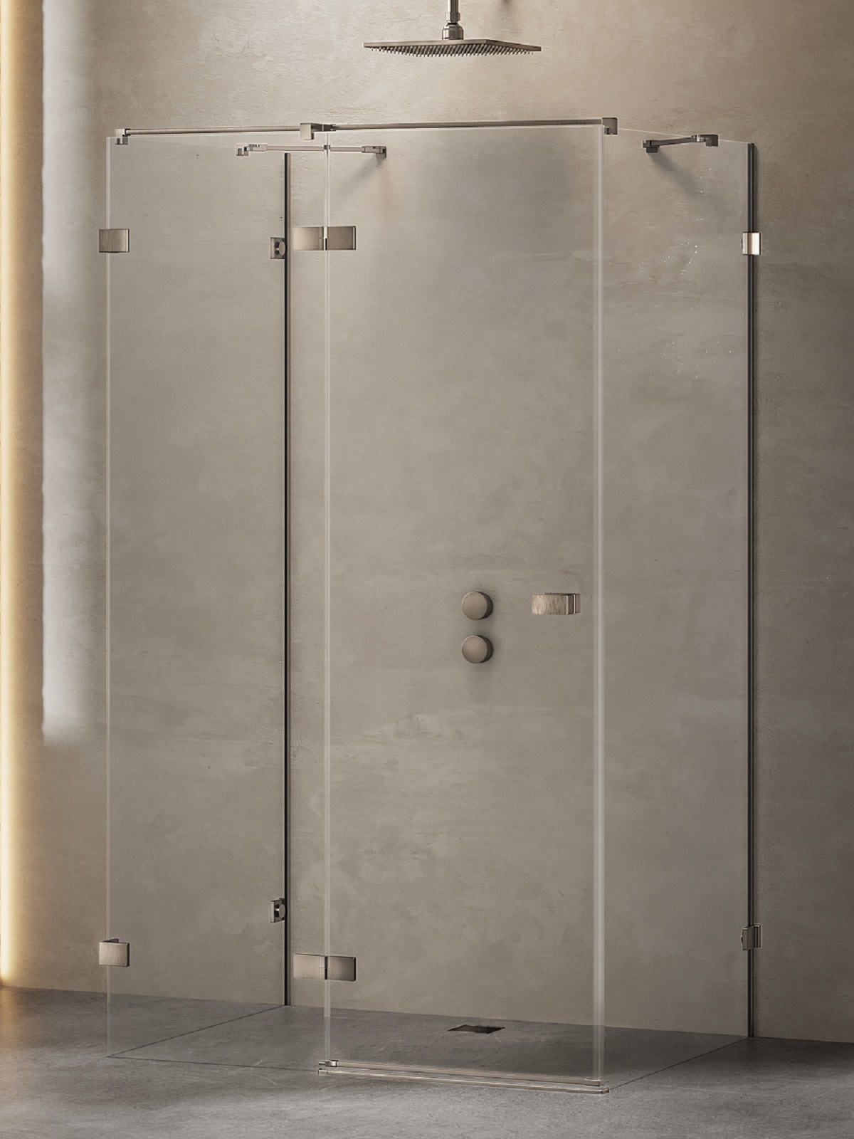 New Trendy Avexa Gunmetal Brushed Duschkabine 100x100 cm quadratisch gunmetal gebürstet/durchsichtiges Glas EXK-3418