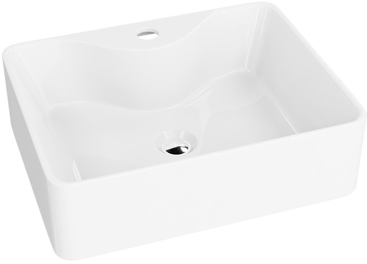 LaVita Castor Waschbecken 47.5x37 cm rechteckig Aufsatzwaschbecken weiß glanz 5900378325994