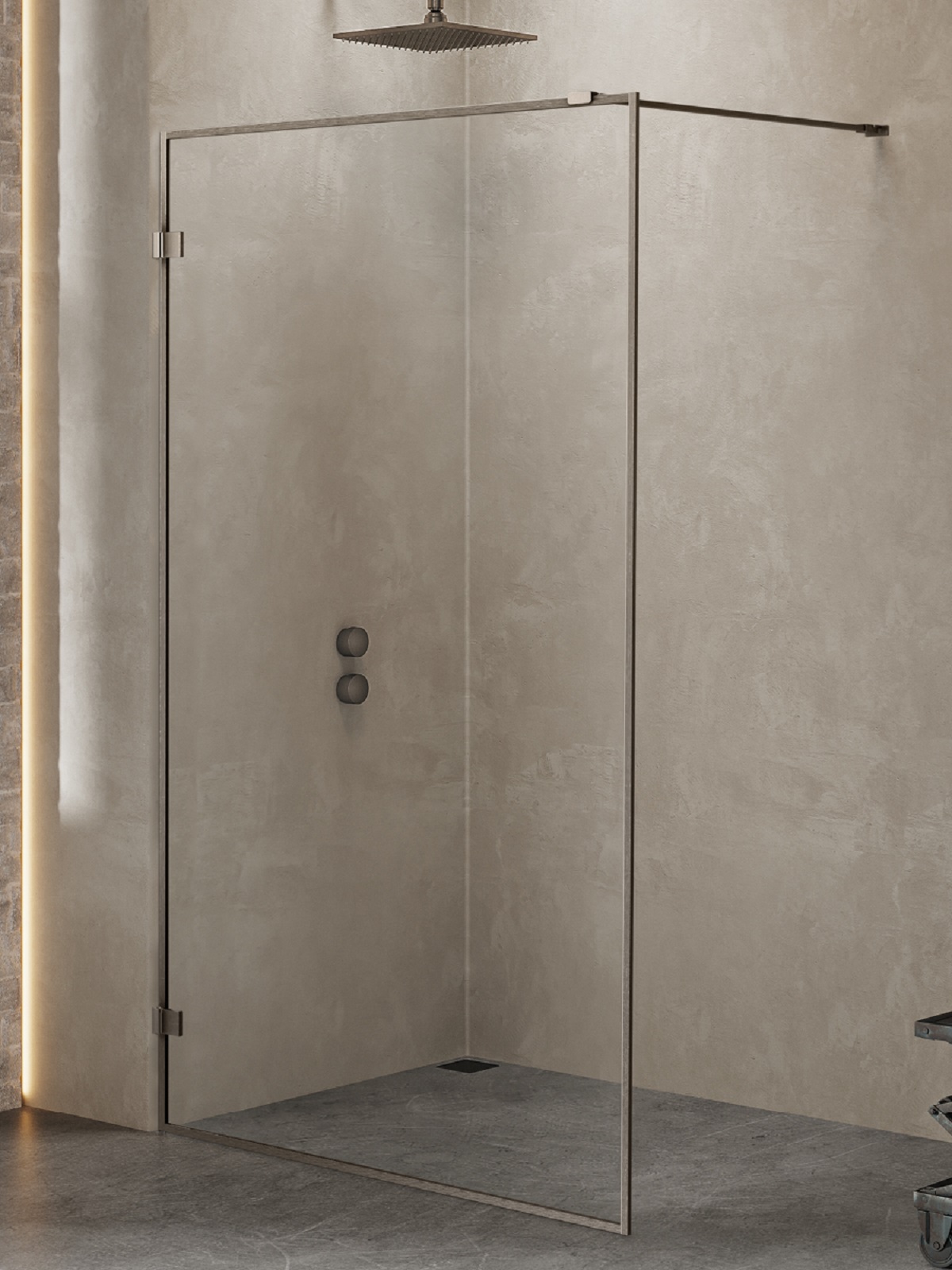 New Trendy Avexa Gunmetal Brushed Walk-In Duschwand 110 cm gunmetal gebürstet/durchsichtiges Glas EXK-3513
