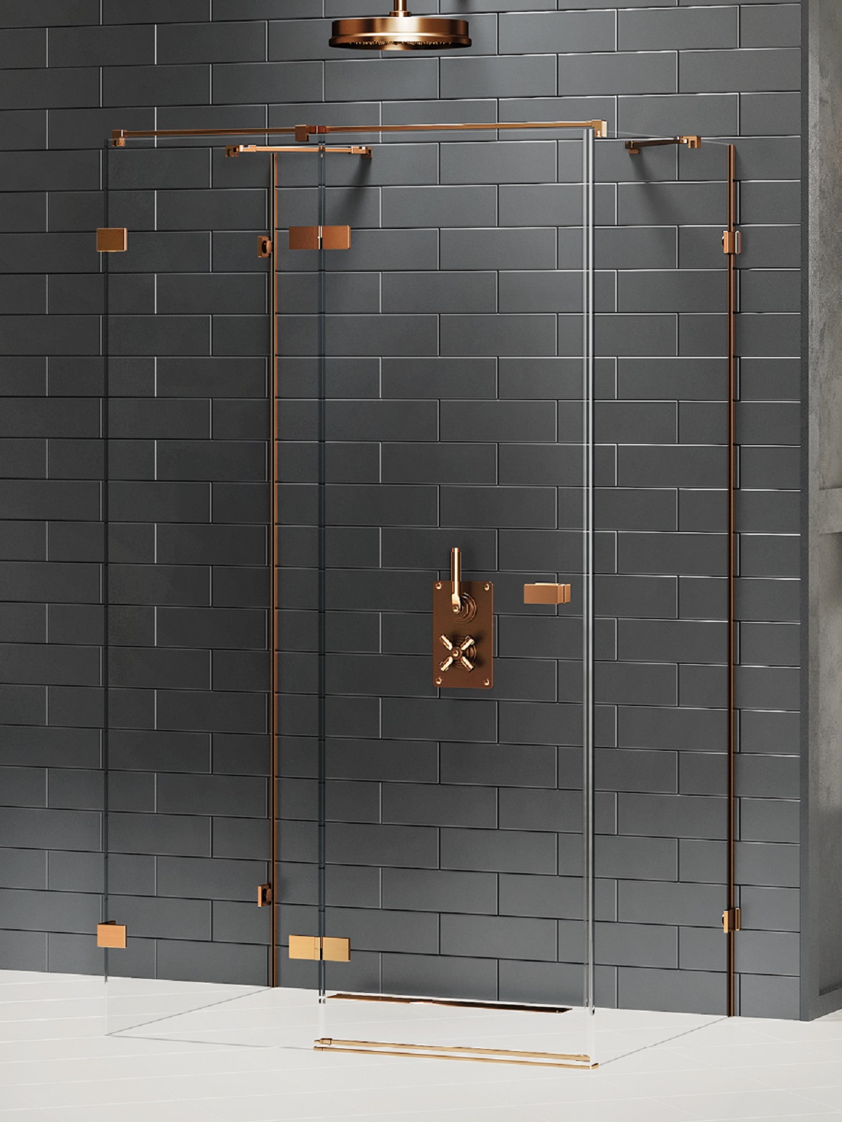 New Trendy Avexa Copper Brushed Duschkabine 90x90 cm quadratisch kupfer gebürstet/durchsichtiges Glas EXK-3698