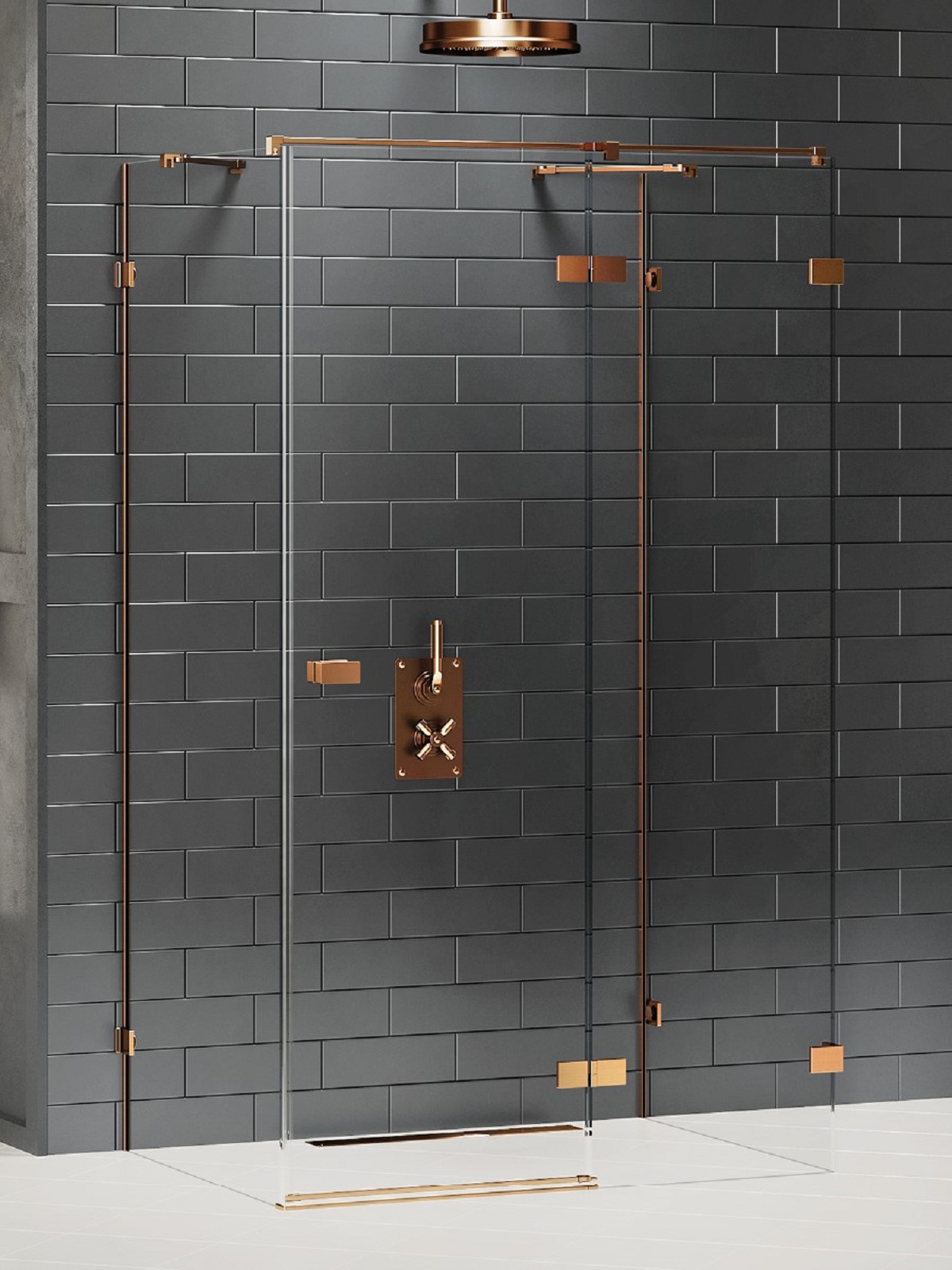 New Trendy Avexa Copper Brushed Duschkabine 110x100 cm rechteckig kupfer gebürstet/durchsichtiges Glas EXK-3736