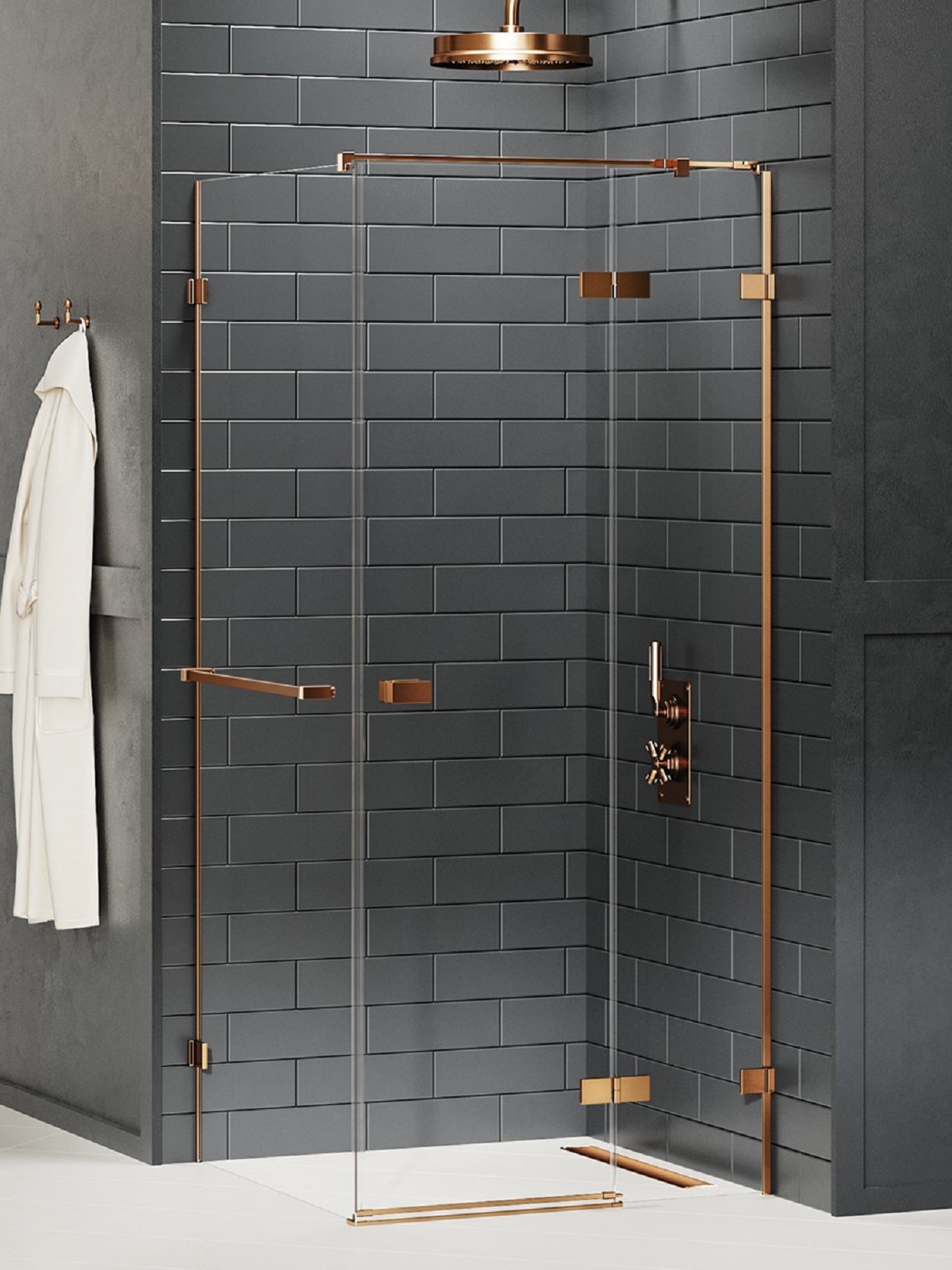 New Trendy Avexa Copper Brushed Duschkabine 100x90 cm rechteckig kupfer gebürstet/durchsichtiges Glas EXK-3649