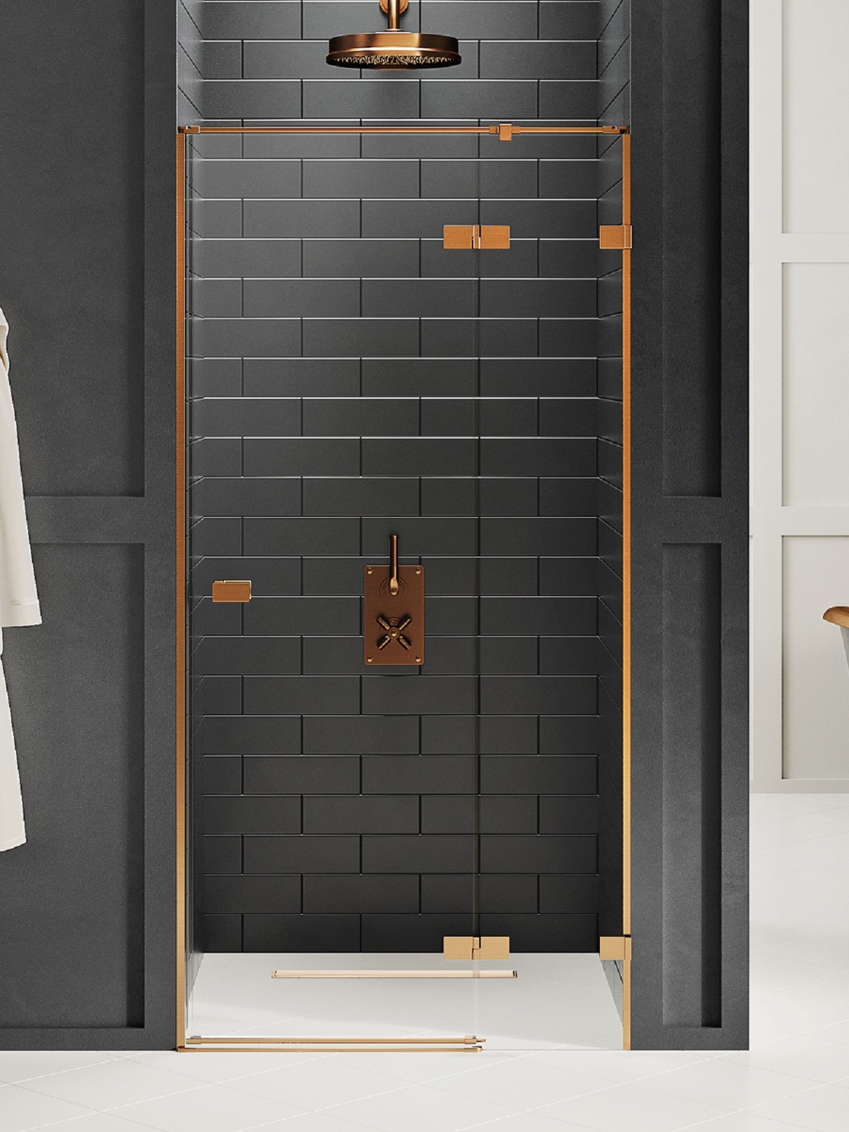 New Trendy Avexa Copper Brushed Duschtüren 140 cm aufklappbar kupfer gebürstet/durchsichtiges Glas EXK-3544