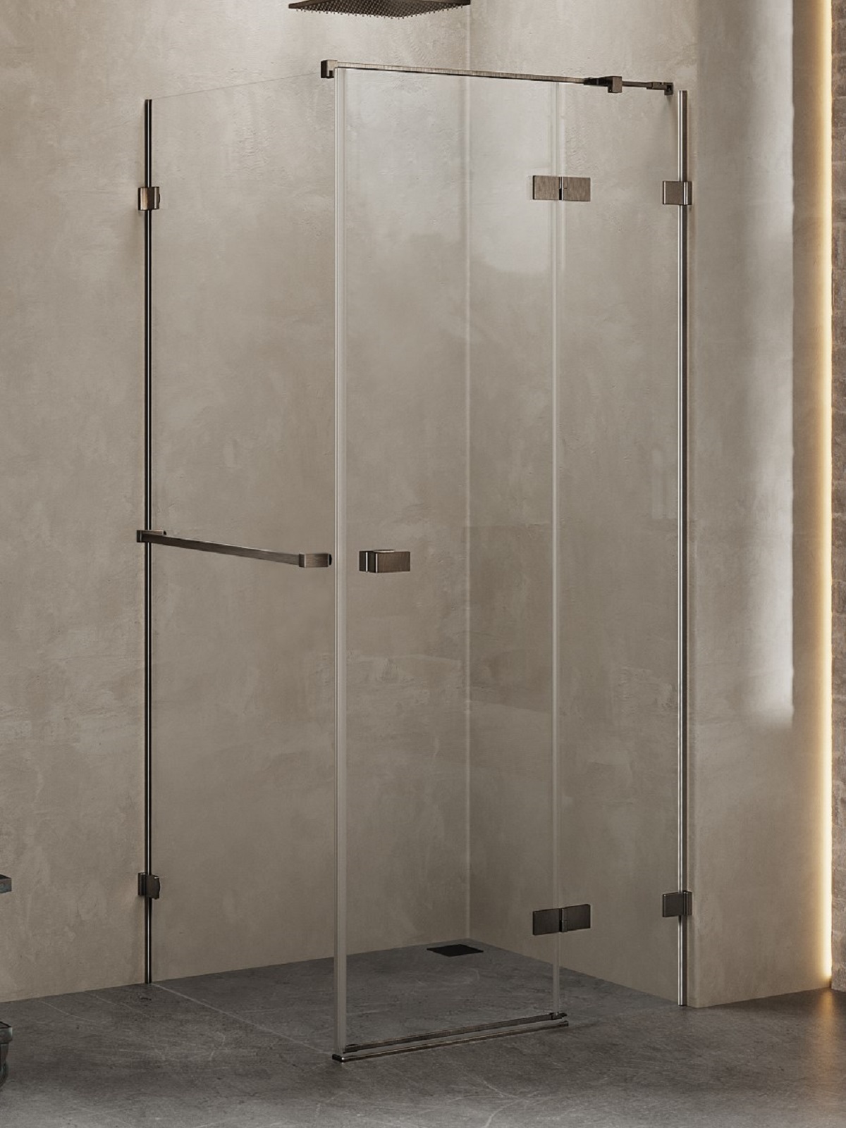 New Trendy Avexa Gunmetal Brushed Duschkabine 110x90 cm rechteckig gunmetal gebürstet/durchsichtiges Glas EXK-3298
