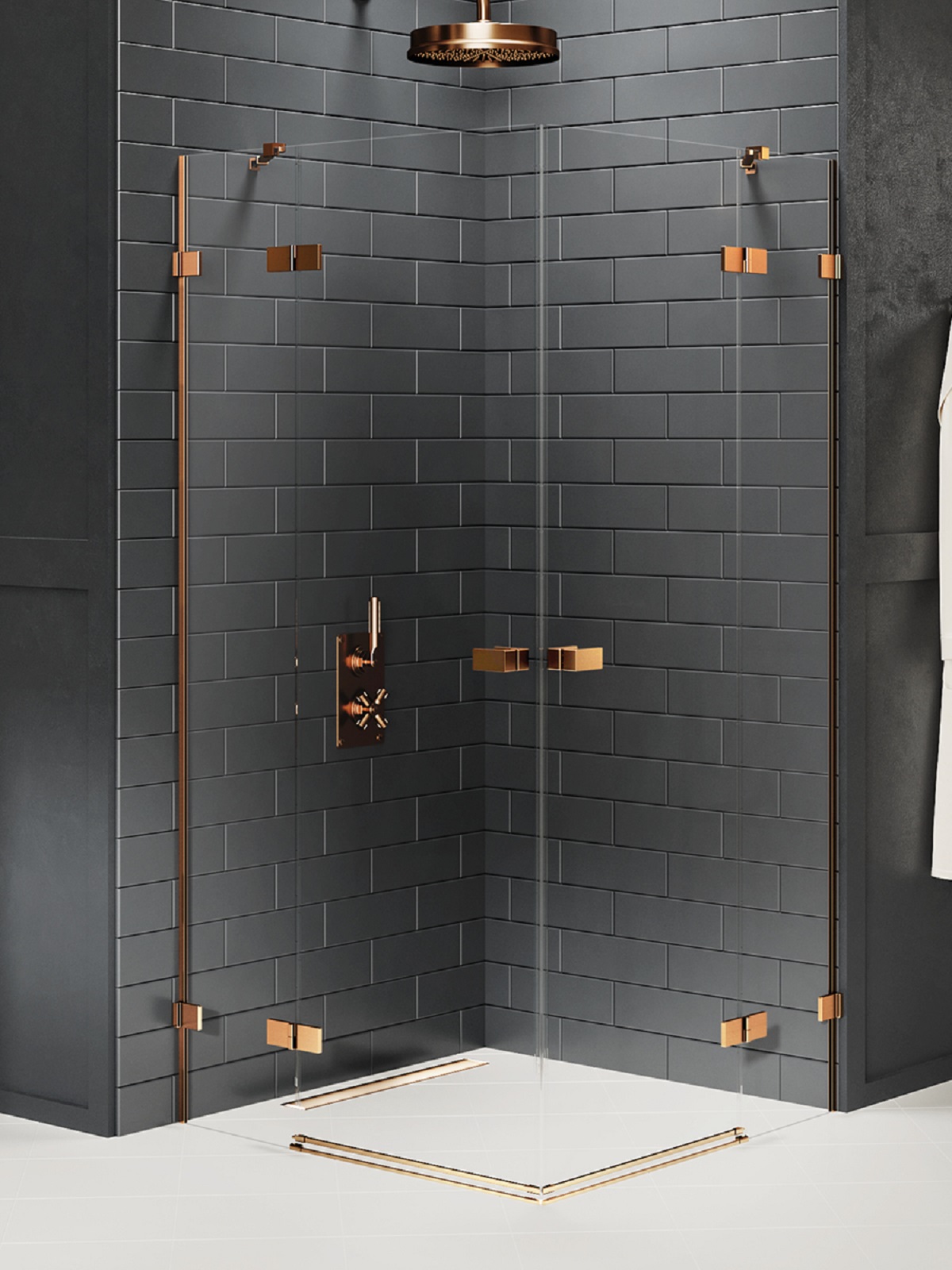 New Trendy Avexa Copper Brushed Duschkabine 110x80 cm rechteckig kupfer gebürstet/durchsichtiges Glas EXK-3680
