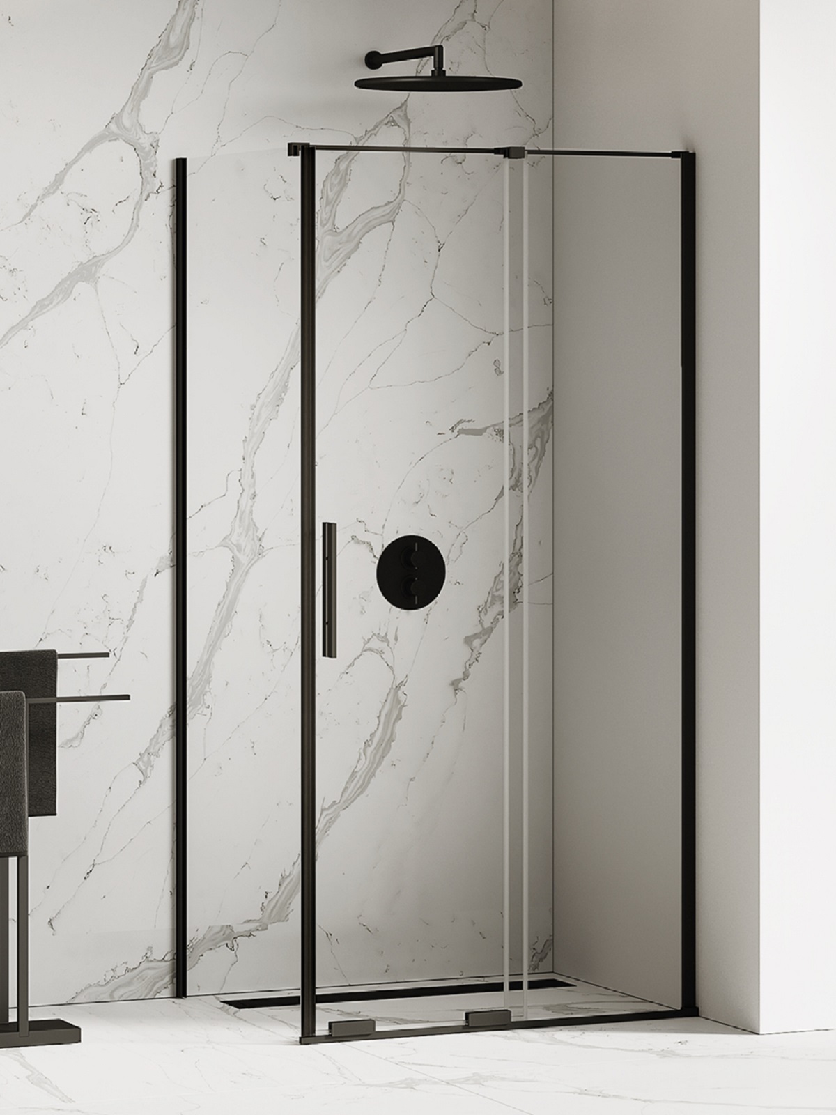 New Trendy Smart Black Duschkabine 120x110 cm rechteckig schwarz Matte/durchsichtiges Glas EXK-4137