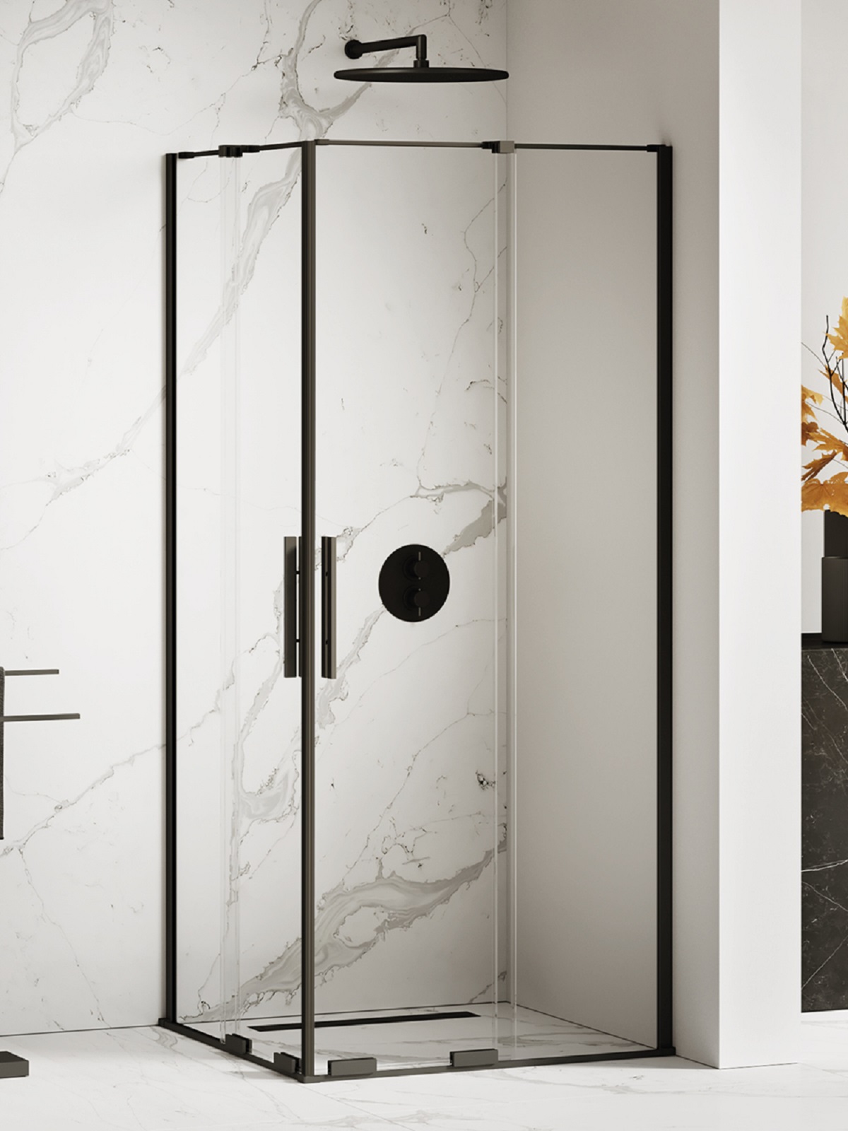 New Trendy Smart Black Duschkabine 80x80 cm quadratisch schwarz Matte/durchsichtiges Glas EXK-4159