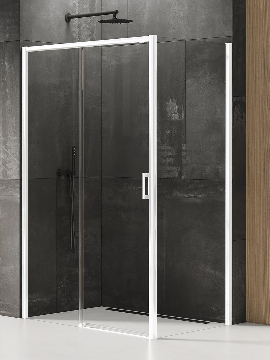 New Trendy Prime White Duschkabine 100x100 cm quadratisch weiß Matte/durchsichtiges Glas D-0400A/D-0221B