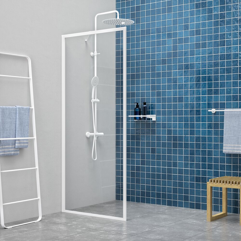 Sealskin Contour Walk-In Duschwand 90 cm weiß Matte/durchsichtiges Glas CDA30886025100