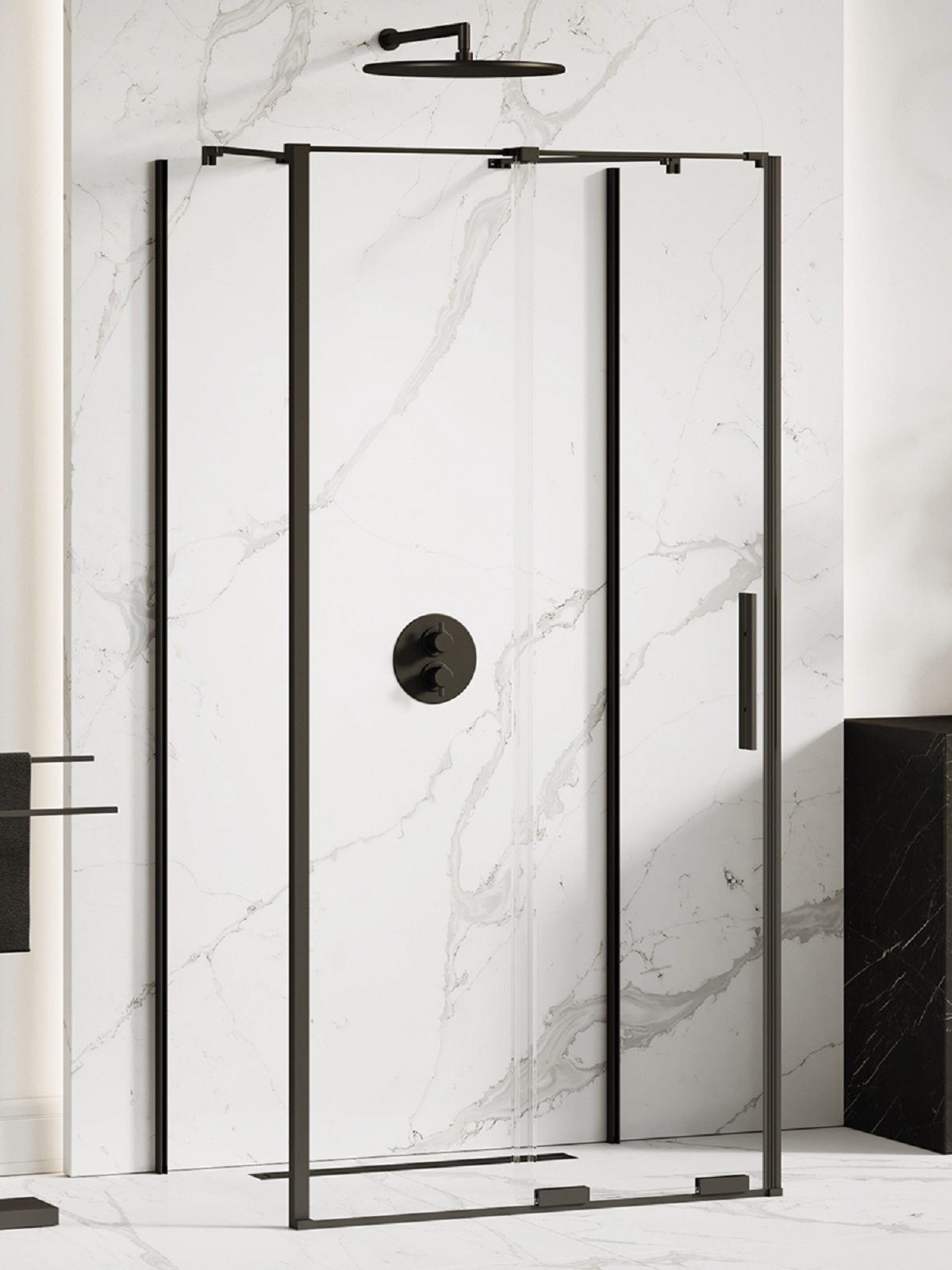 New Trendy Smart Black Duschkabine 110x90 cm rechteckig schwarz Matte/durchsichtiges Glas EXK-4178
