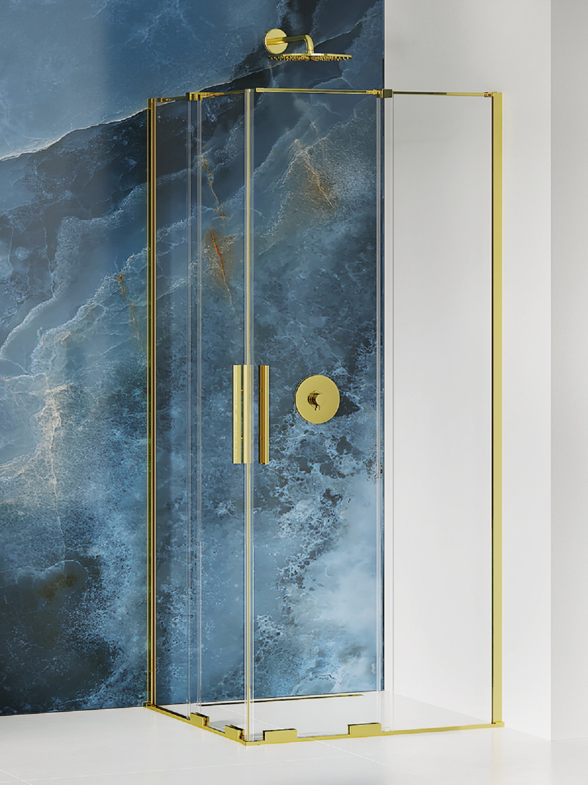 New Trendy Smart Light Gold Duschkabine 110x100 cm rechteckig gold Glanz/durchsichtiges Glas EXK-4273