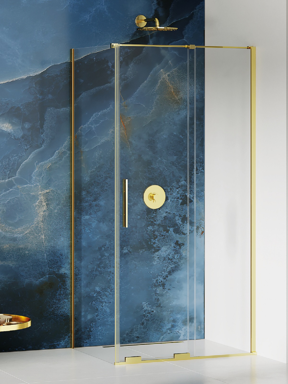 New Trendy Smart Light Gold Duschkabine 110x90 cm rechteckig gold Glanz/durchsichtiges Glas EXK-4234