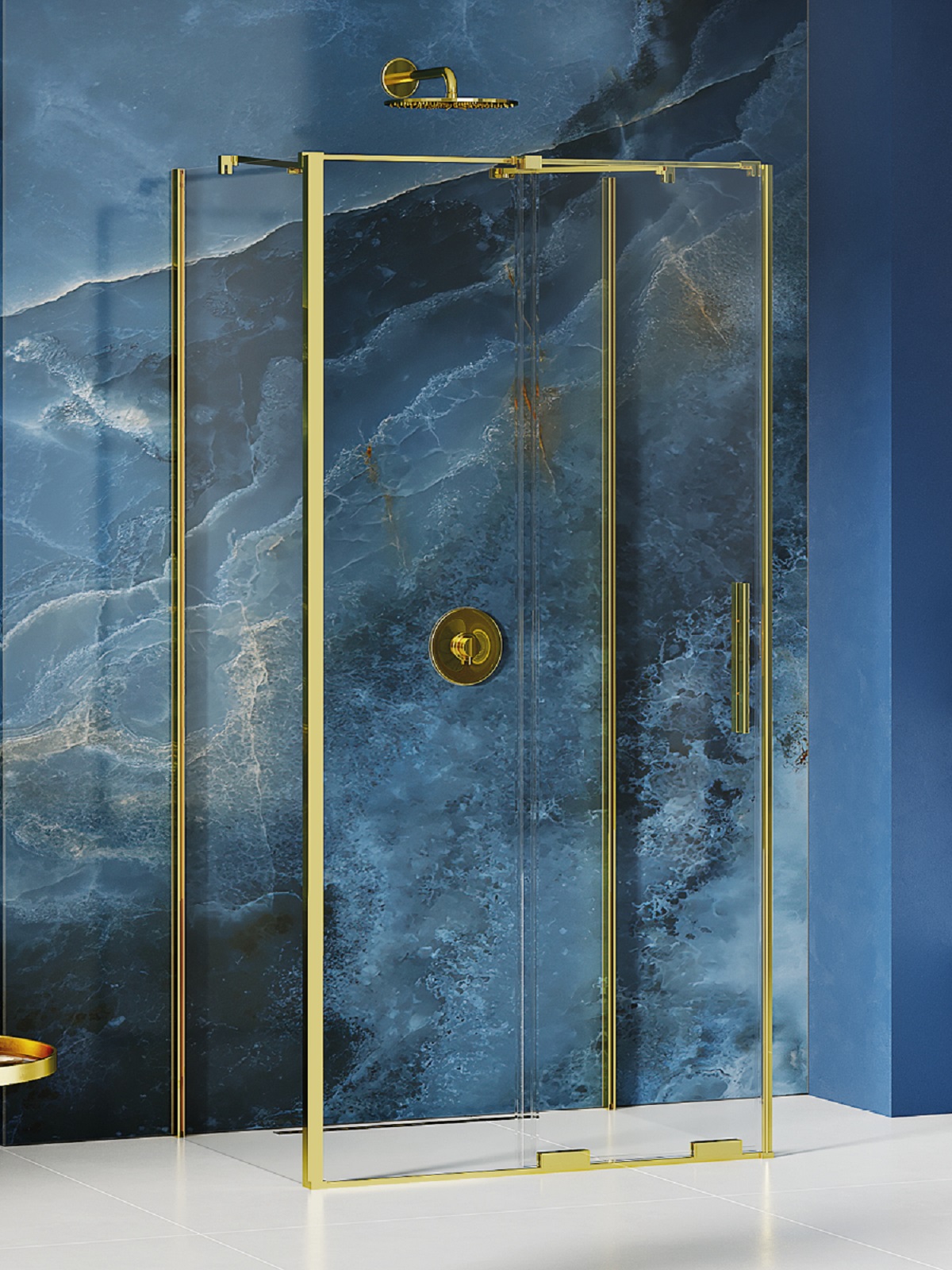 New Trendy Smart Light Gold Duschkabine 120x90 cm rechteckig gold Glanz/durchsichtiges Glas EXK-4285
