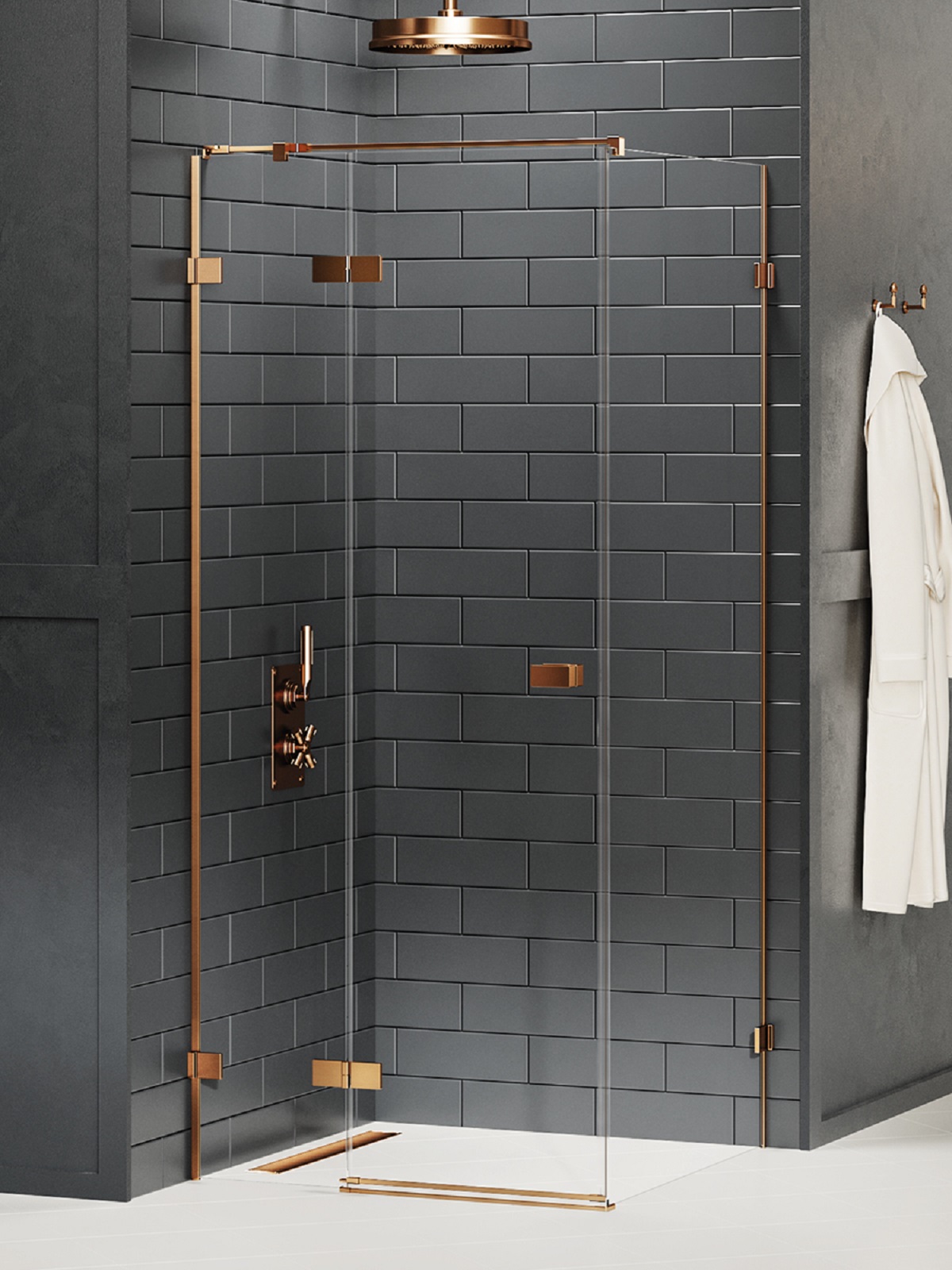 New Trendy Avexa Copper Brushed Duschkabine 120x70 cm rechteckig kupfer gebürstet/durchsichtiges Glas EXK-3569
