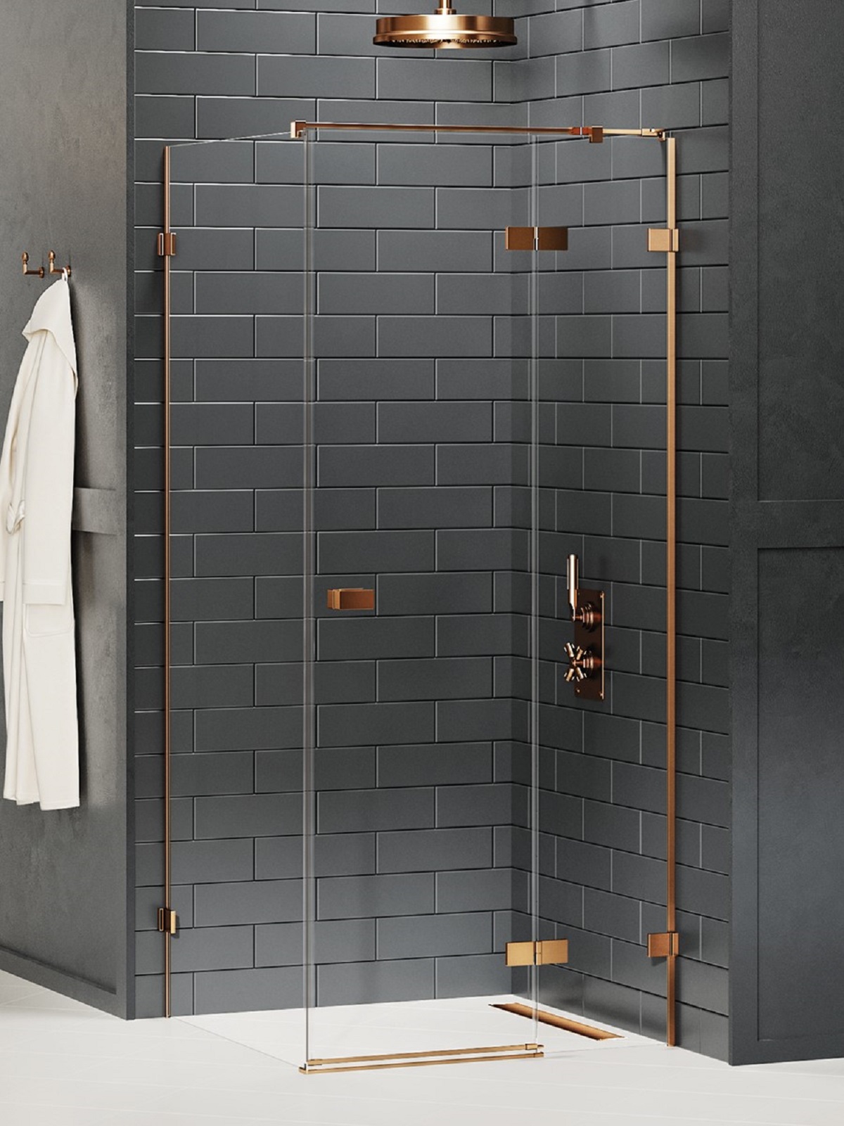 New Trendy Avexa Copper Brushed Duschkabine 120x80 cm rechteckig kupfer gebürstet/durchsichtiges Glas EXK-3580