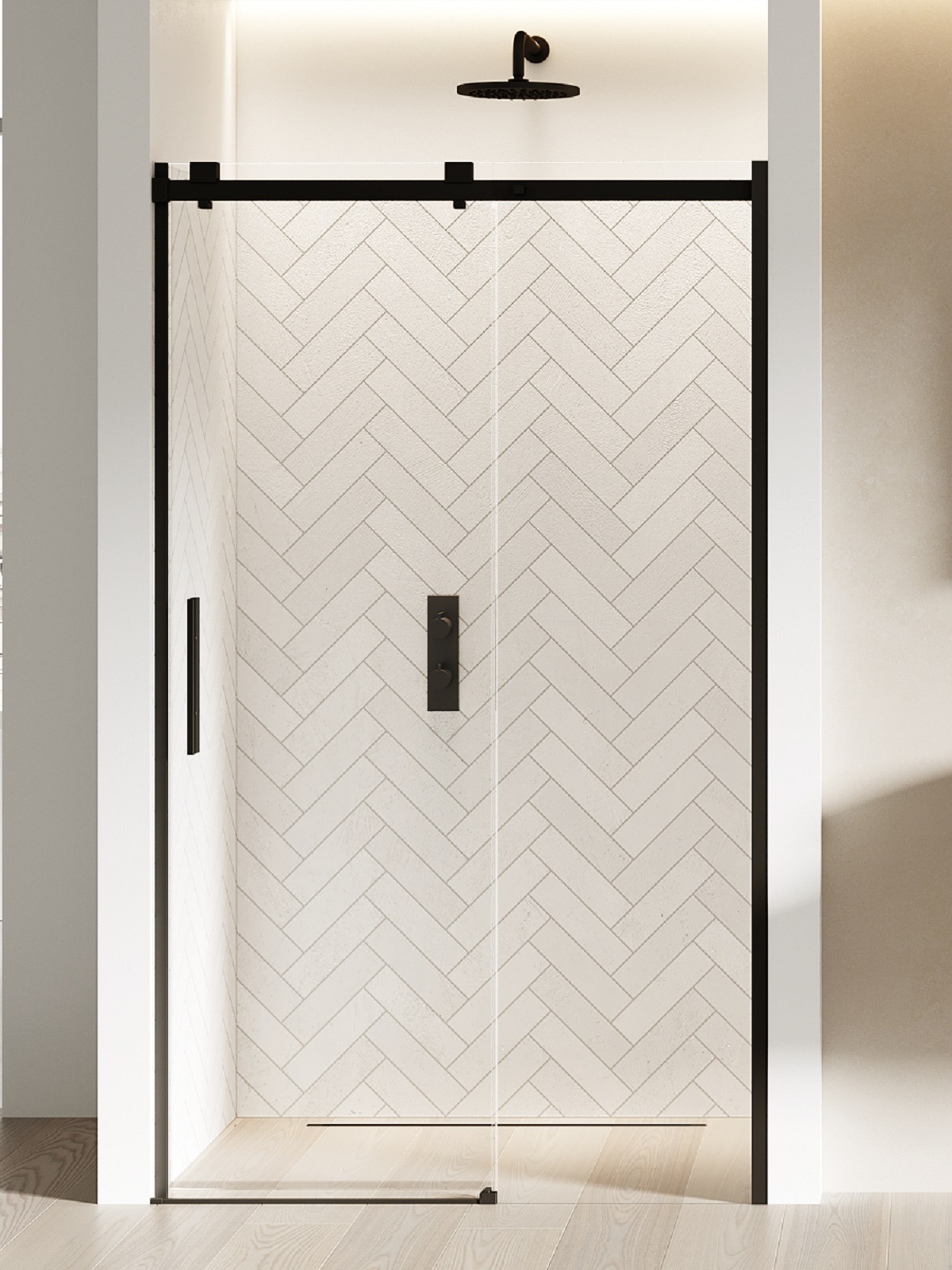 New Trendy Softi Black Duschtüren 180 cm Schiebe- schwarz Matte/durchsichtiges Glas EXK-3958