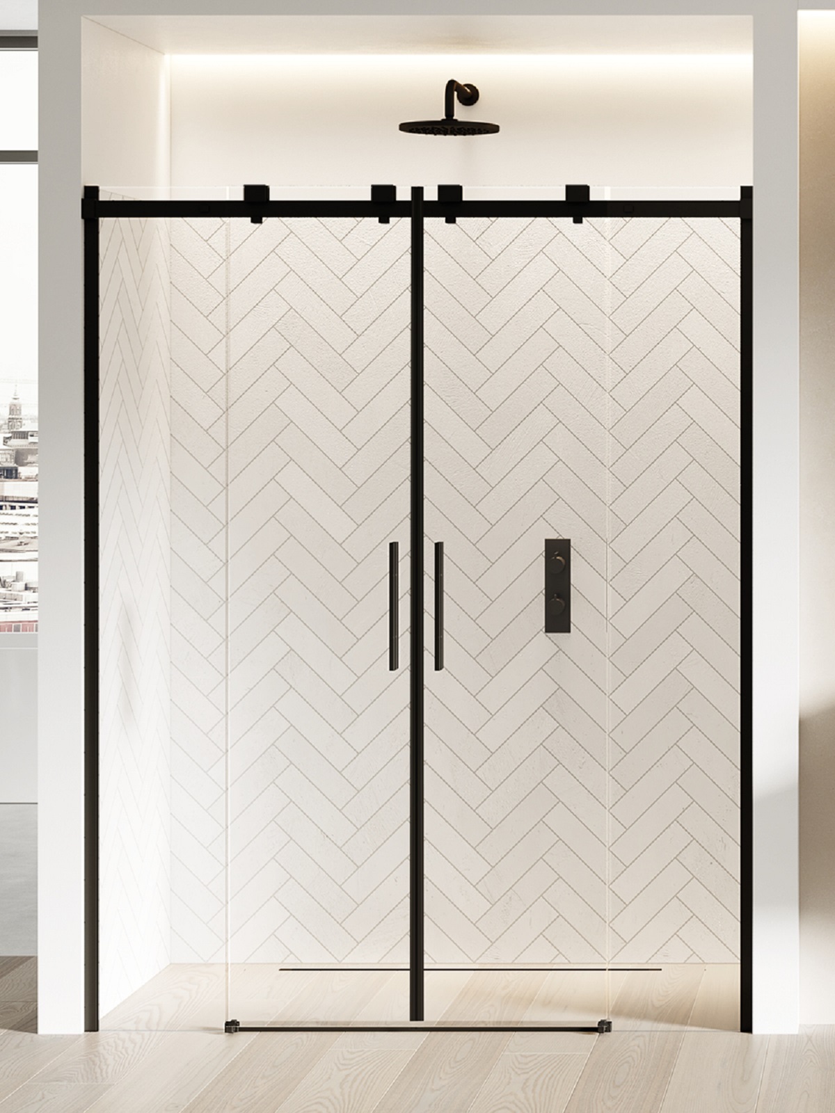 New Trendy Softi Black Duschtüren 180 cm Schiebe- schwarz Matte/durchsichtiges Glas EXK-3964