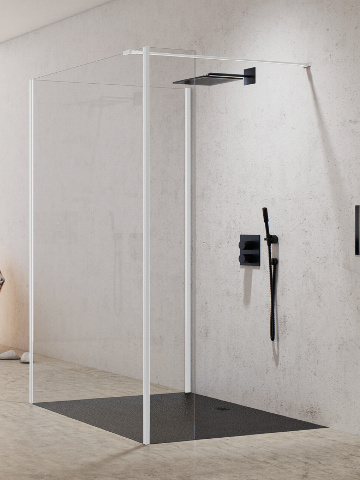 New Trendy New Modus White Walk-In Duschwand 100 cm weiß Matte/durchsichtiges Glas EXK-2257